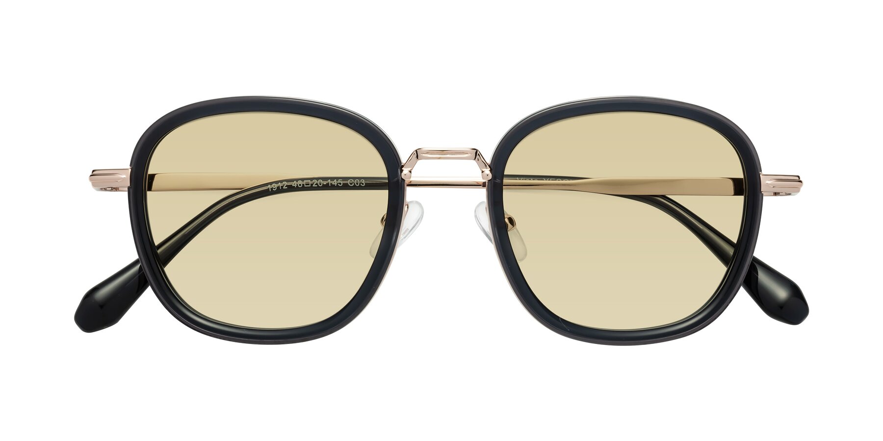 Folded Front of Vista in Deep Gray-Light Gold with Light Champagne Tinted Lenses