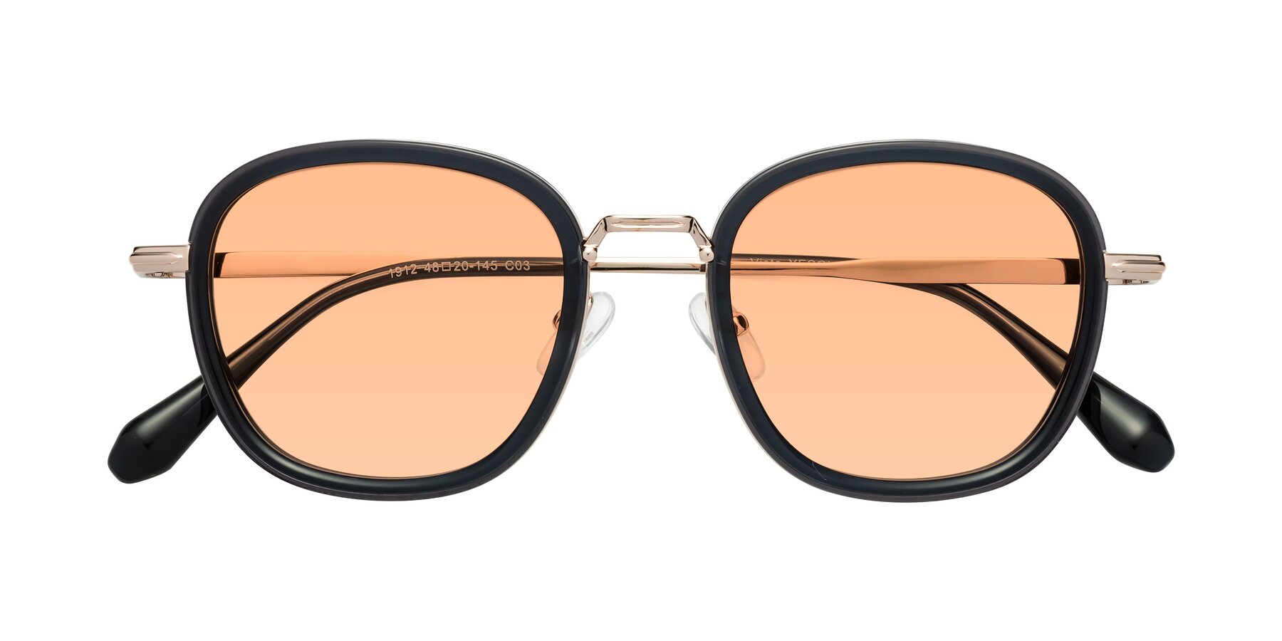 Folded Front of Vista in Deep Gray-Light Gold with Light Orange Tinted Lenses