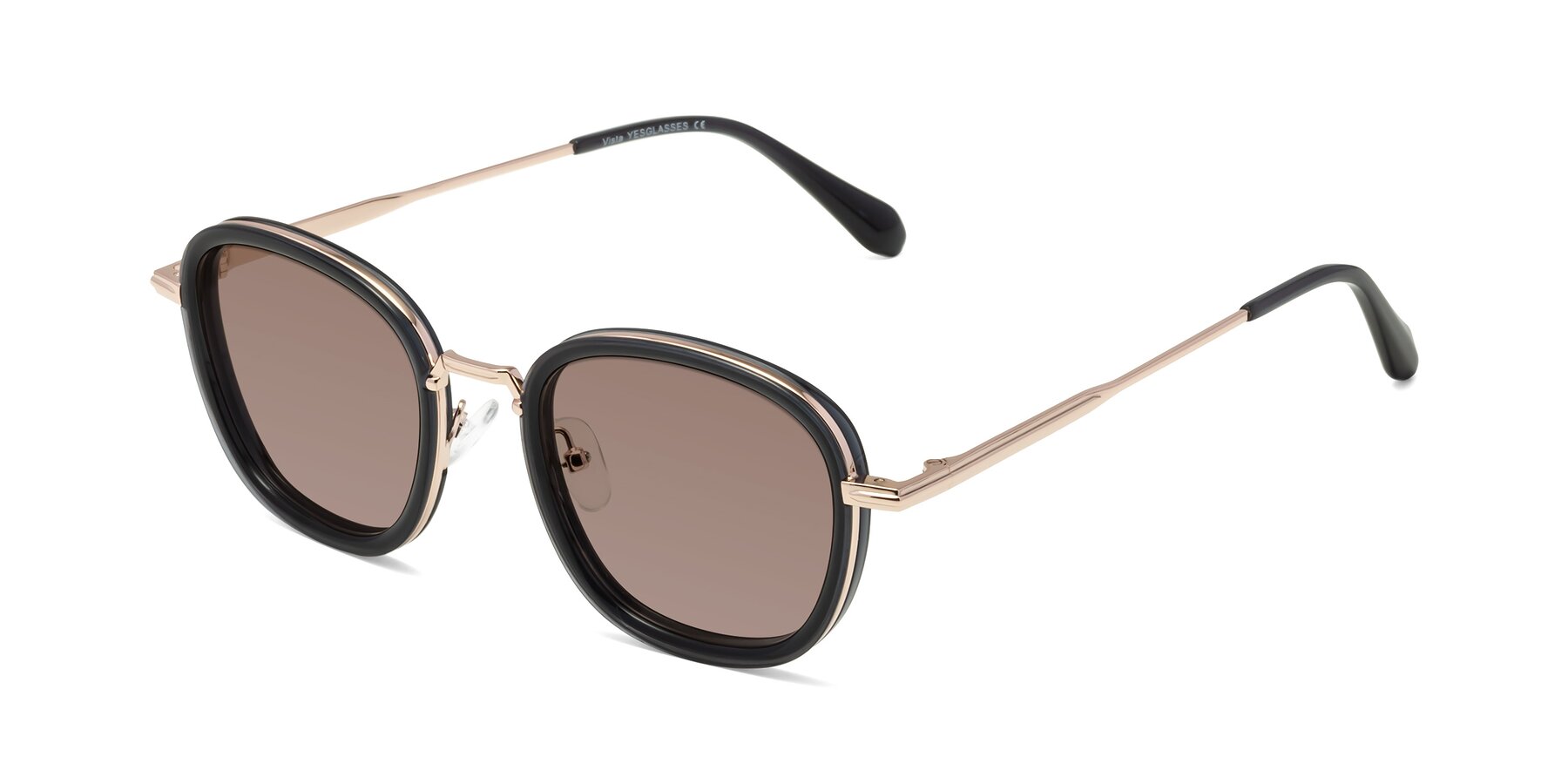 Angle of Vista in Deep Gray-Light Gold with Medium Brown Tinted Lenses