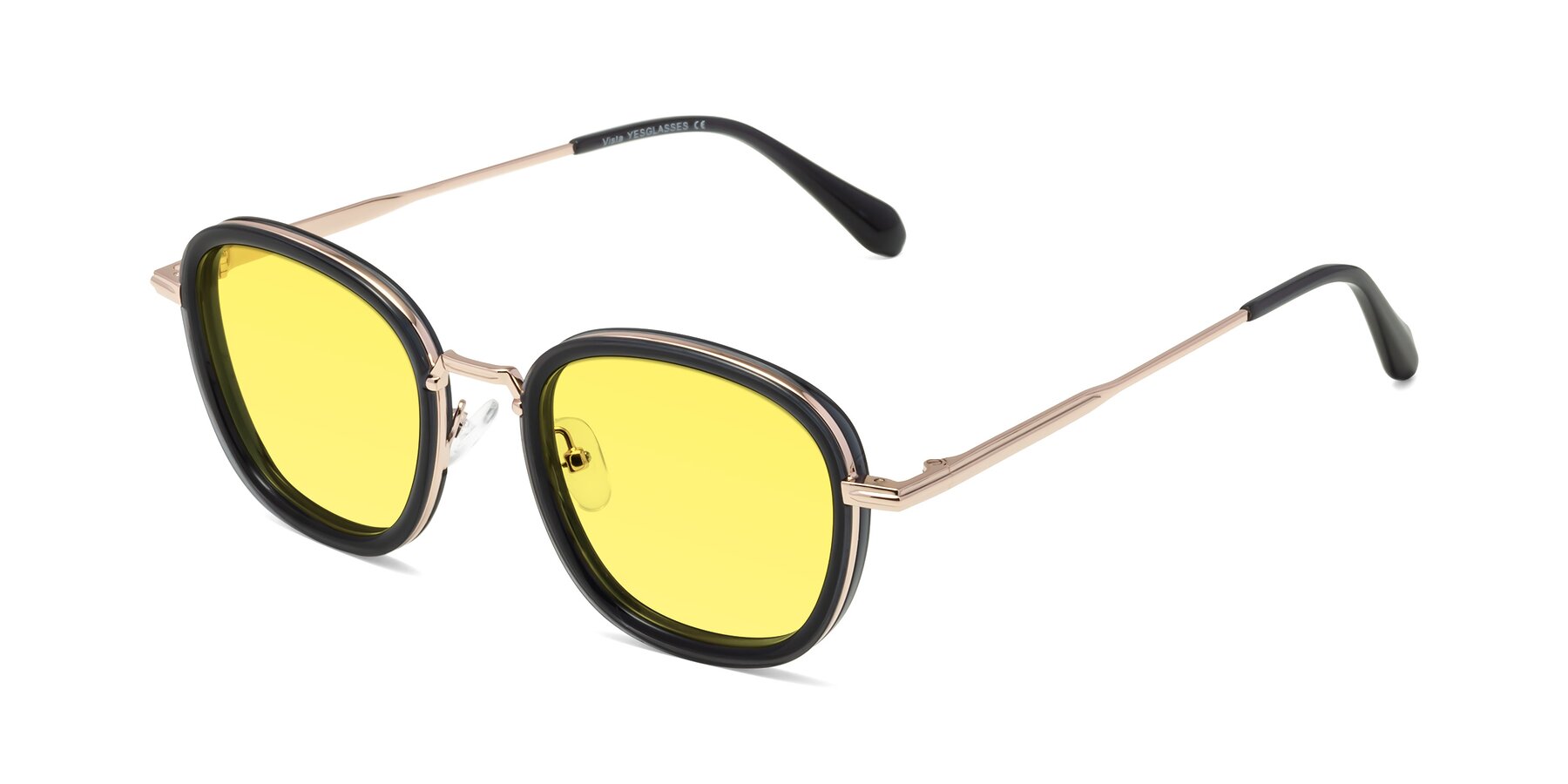 Angle of Vista in Deep Gray-Light Gold with Medium Yellow Tinted Lenses