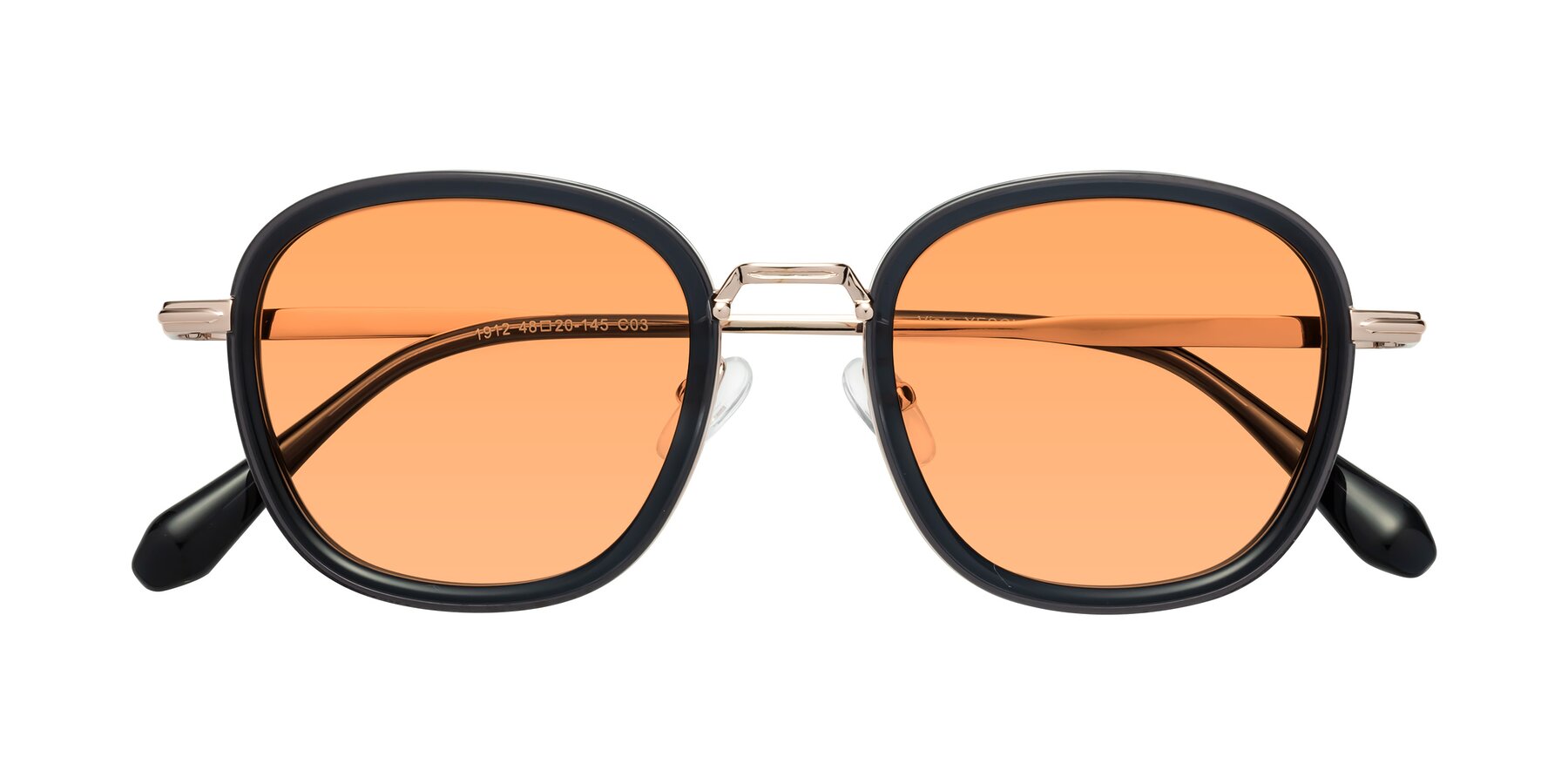 Folded Front of Vista in Deep Gray-Light Gold with Medium Orange Tinted Lenses