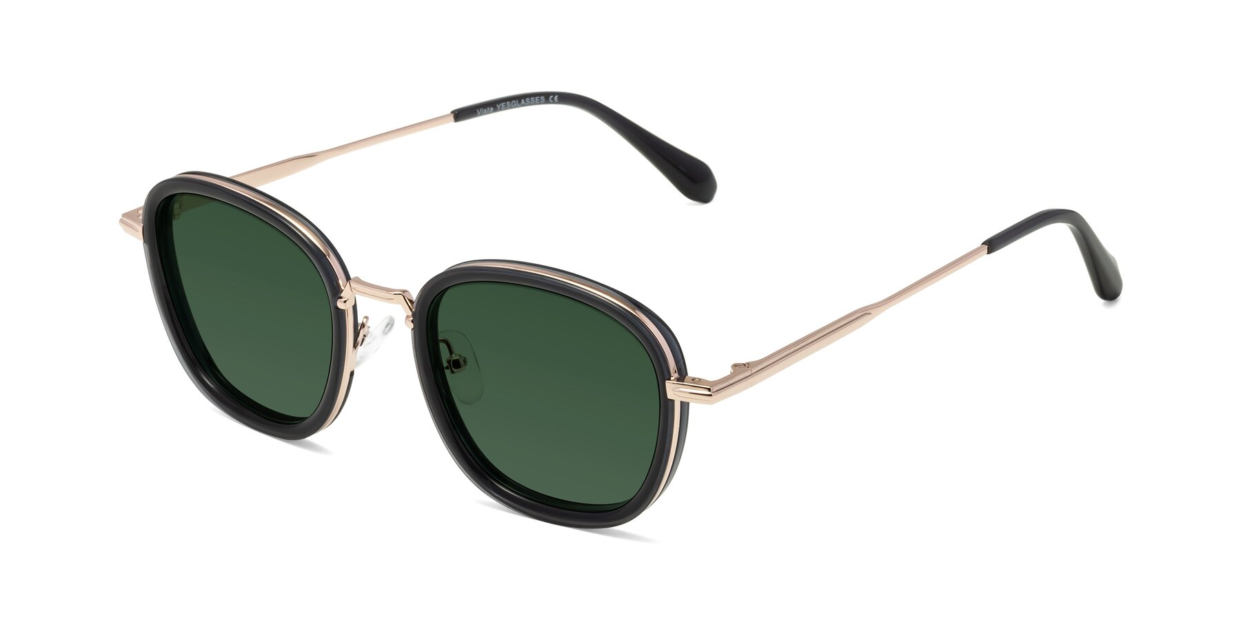 Angle of Vista in Deep Gray-Light Gold with Green Tinted Lenses