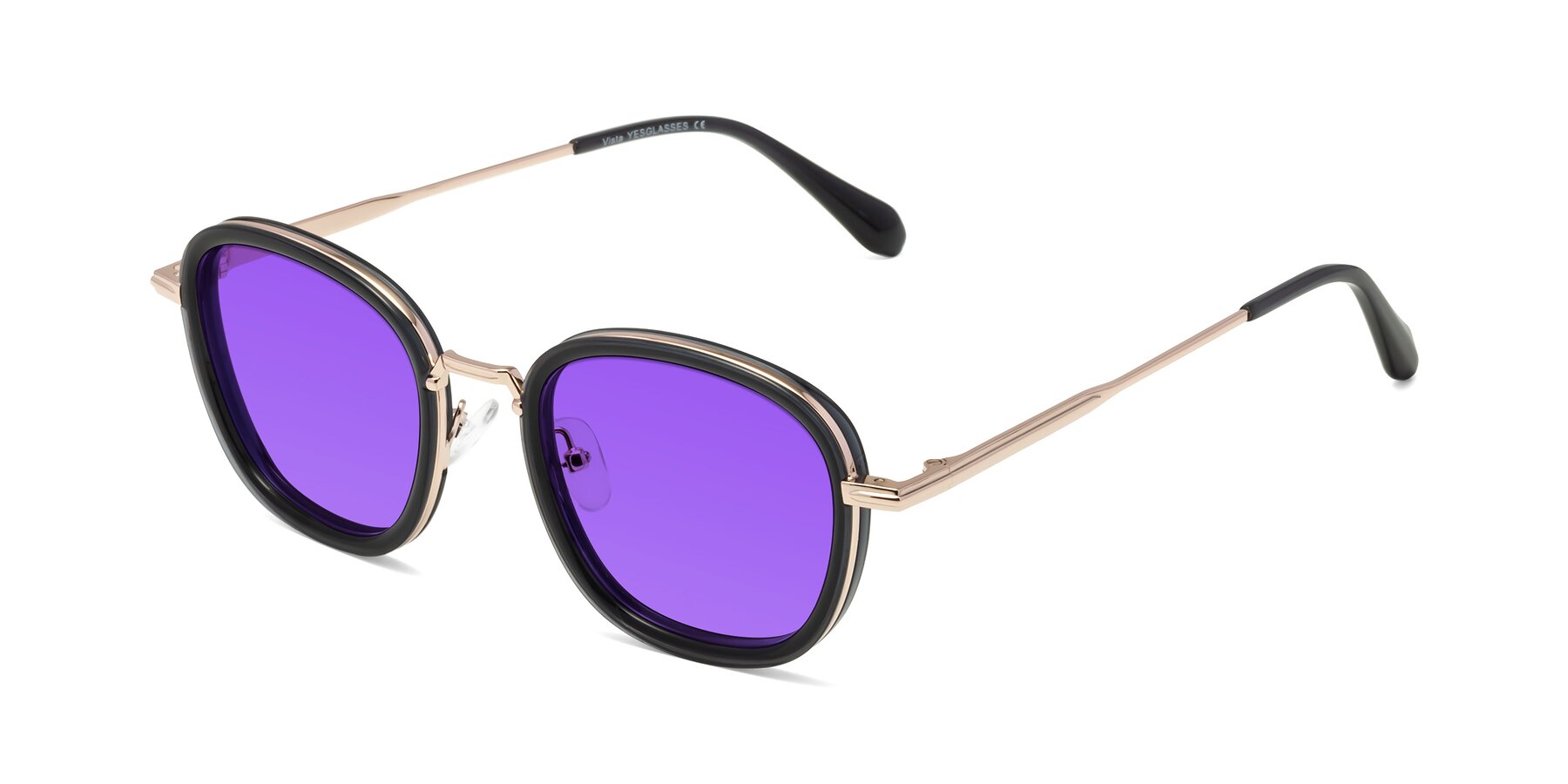 Angle of Vista in Deep Gray-Light Gold with Purple Tinted Lenses