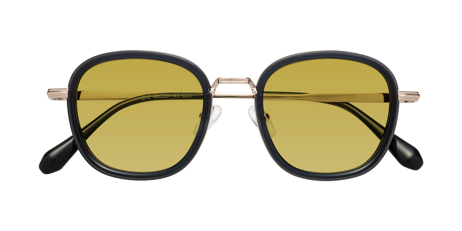 Folded Front of Vista in Deep Gray-Light Gold with Champagne Tinted Lenses