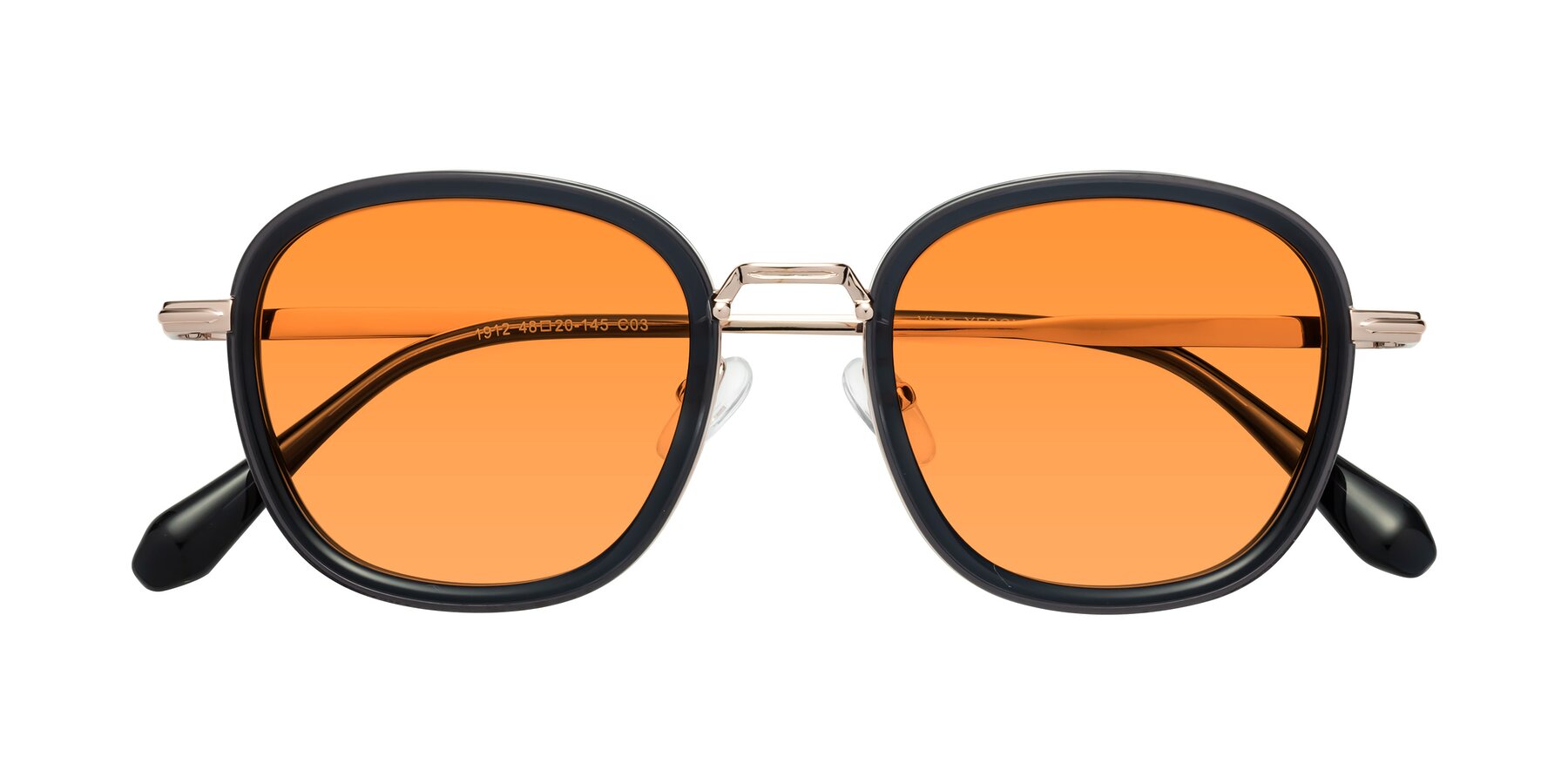 Folded Front of Vista in Deep Gray-Light Gold with Orange Tinted Lenses