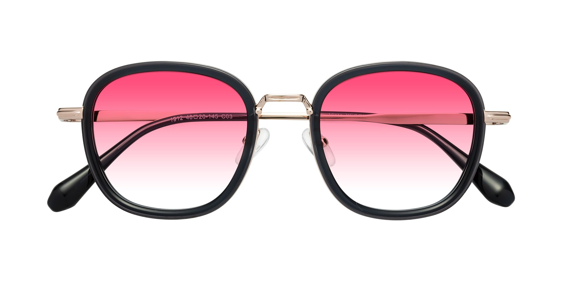 Folded Front of Vista in Deep Gray-Light Gold with Pink Gradient Lenses