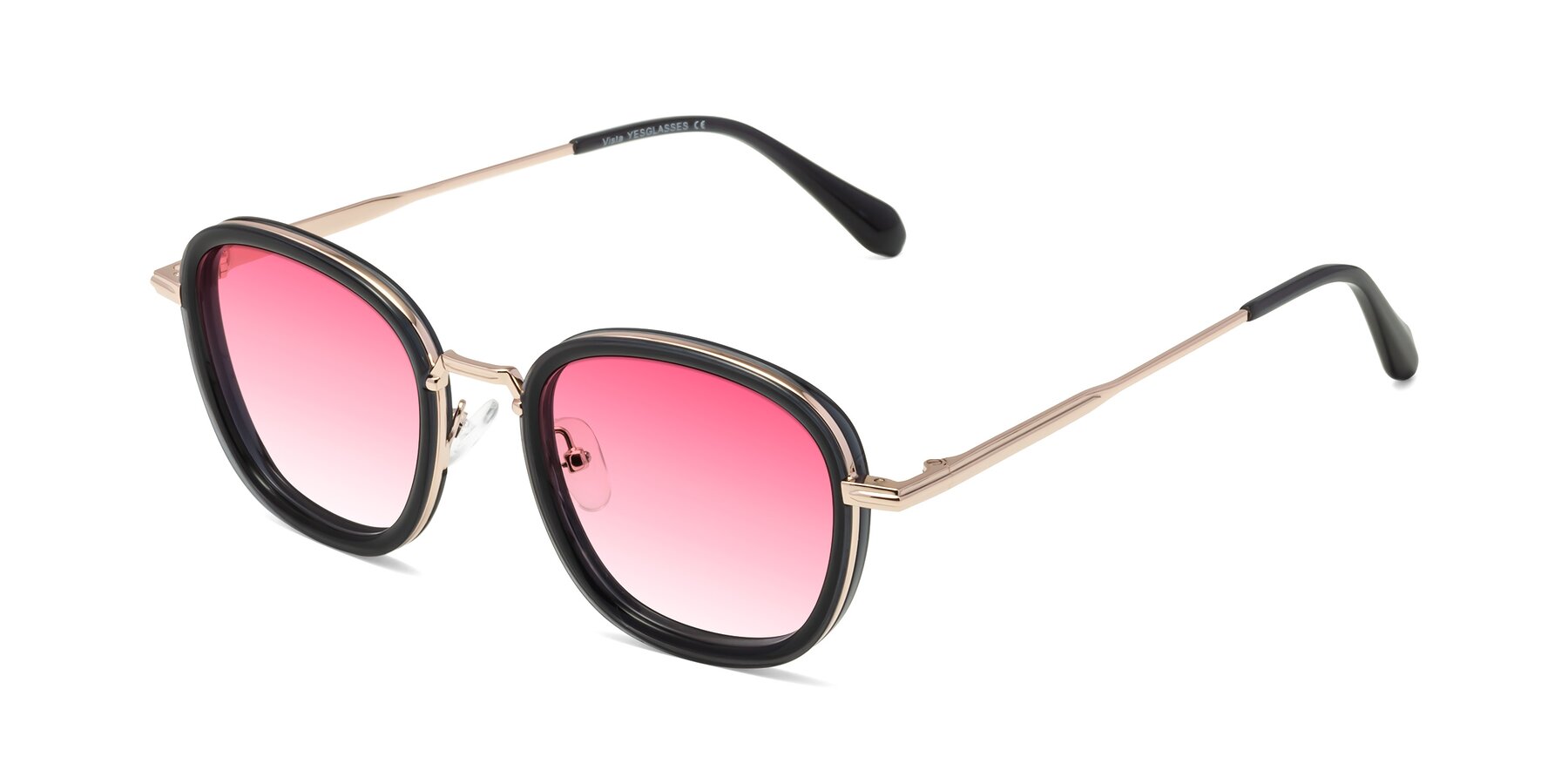 Angle of Vista in Deep Gray-Light Gold with Pink Gradient Lenses