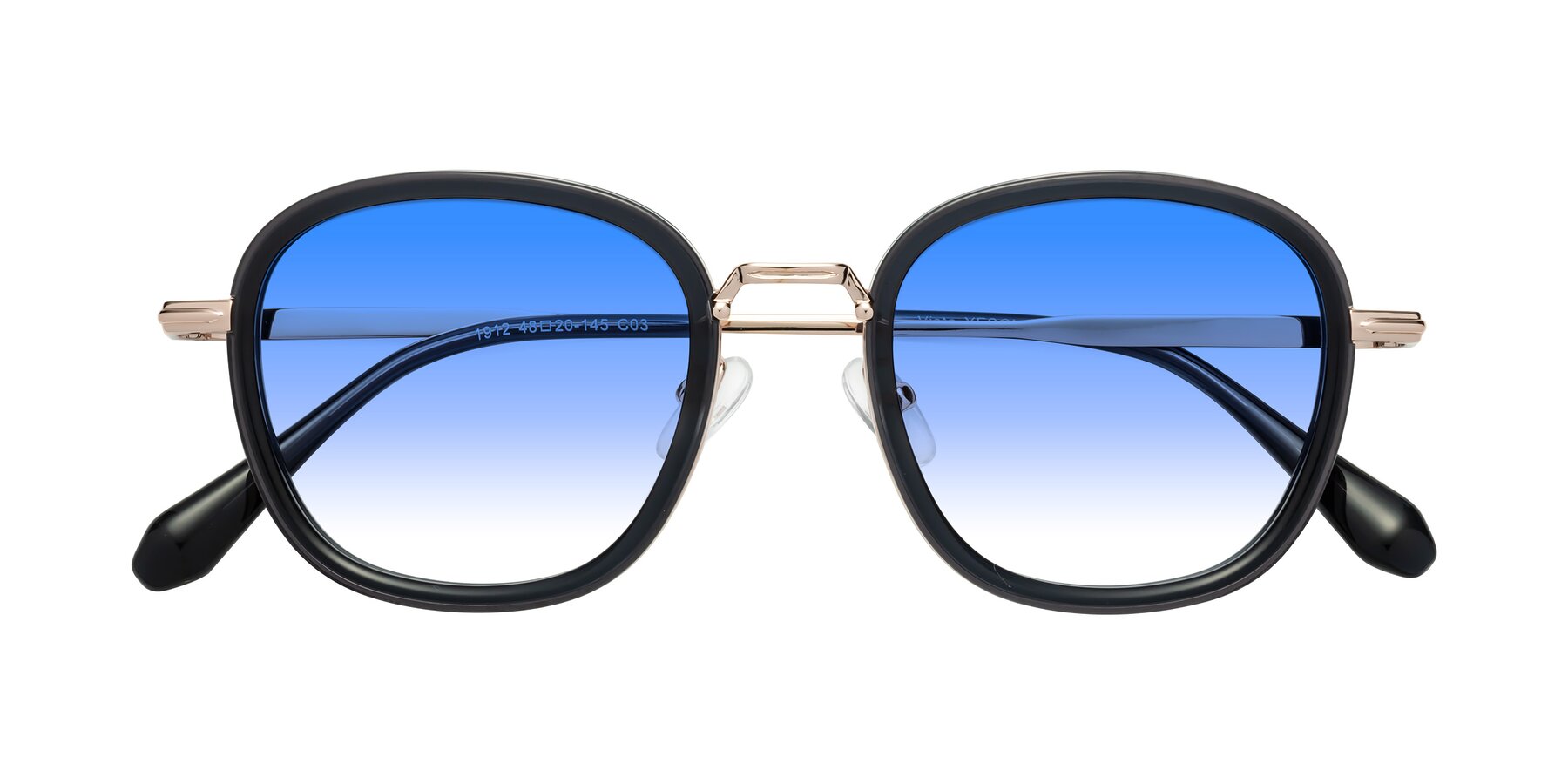 Folded Front of Vista in Deep Gray-Light Gold with Blue Gradient Lenses