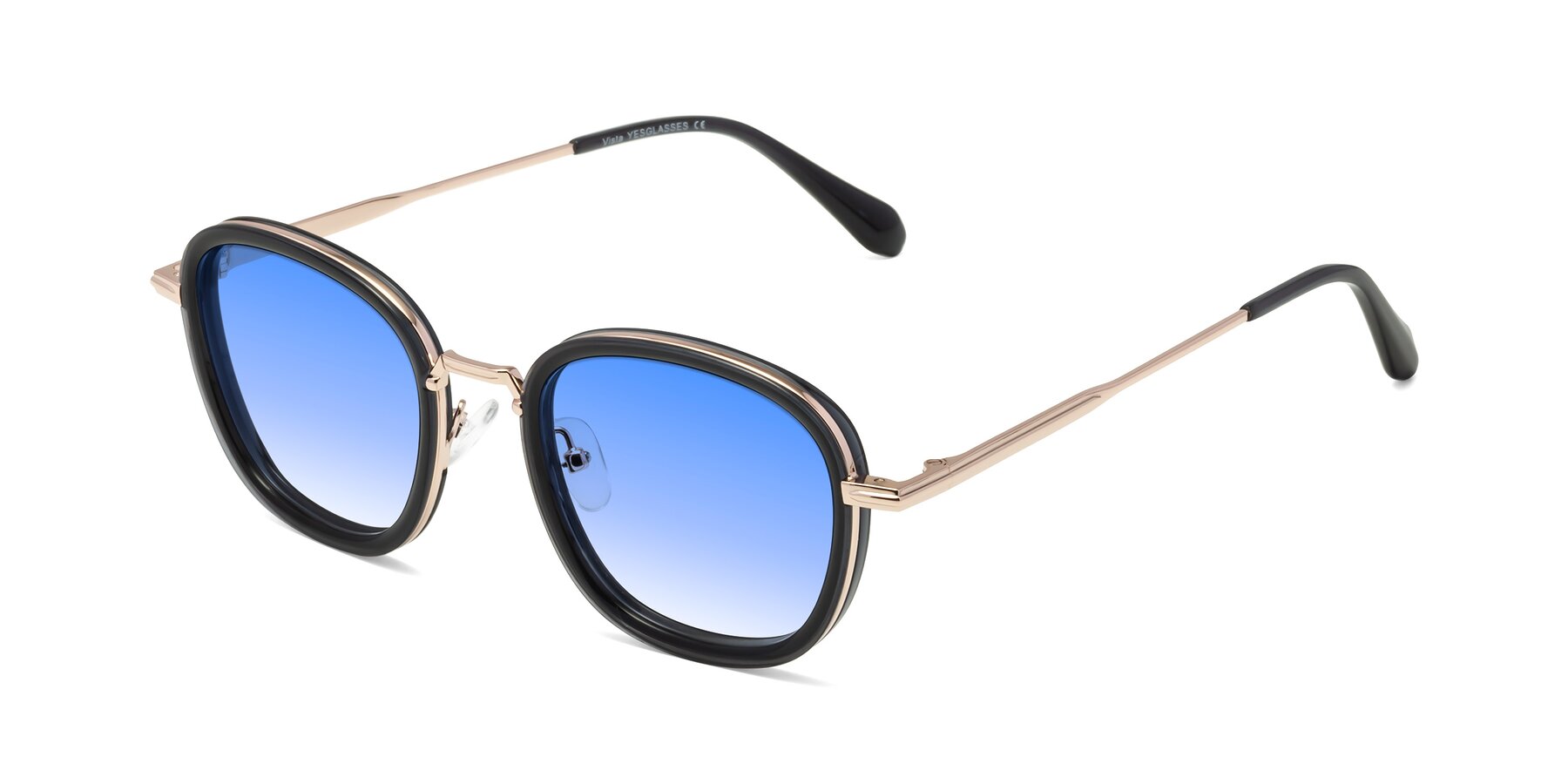 Angle of Vista in Deep Gray-Light Gold with Blue Gradient Lenses