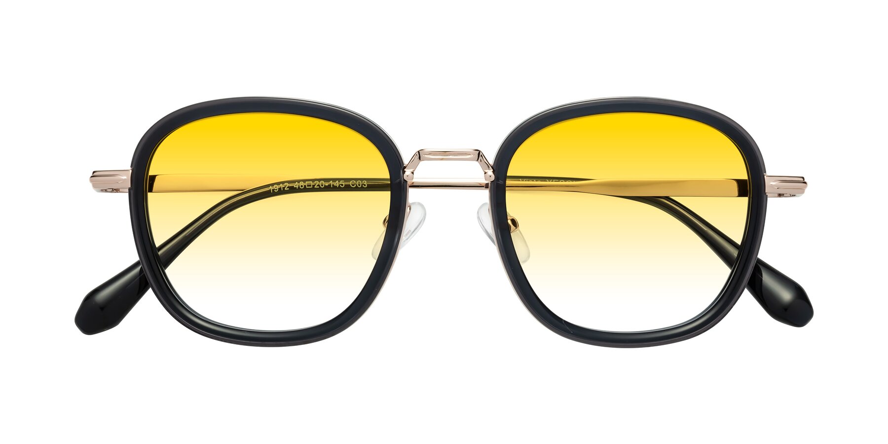 Folded Front of Vista in Deep Gray-Light Gold with Yellow Gradient Lenses