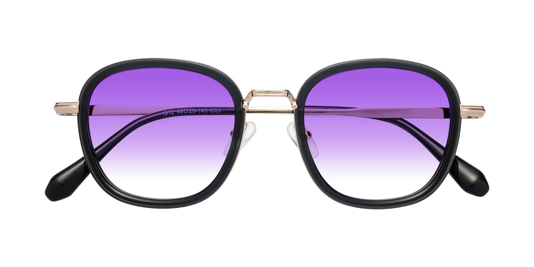 Folded Front of Vista in Deep Gray-Light Gold with Purple Gradient Lenses