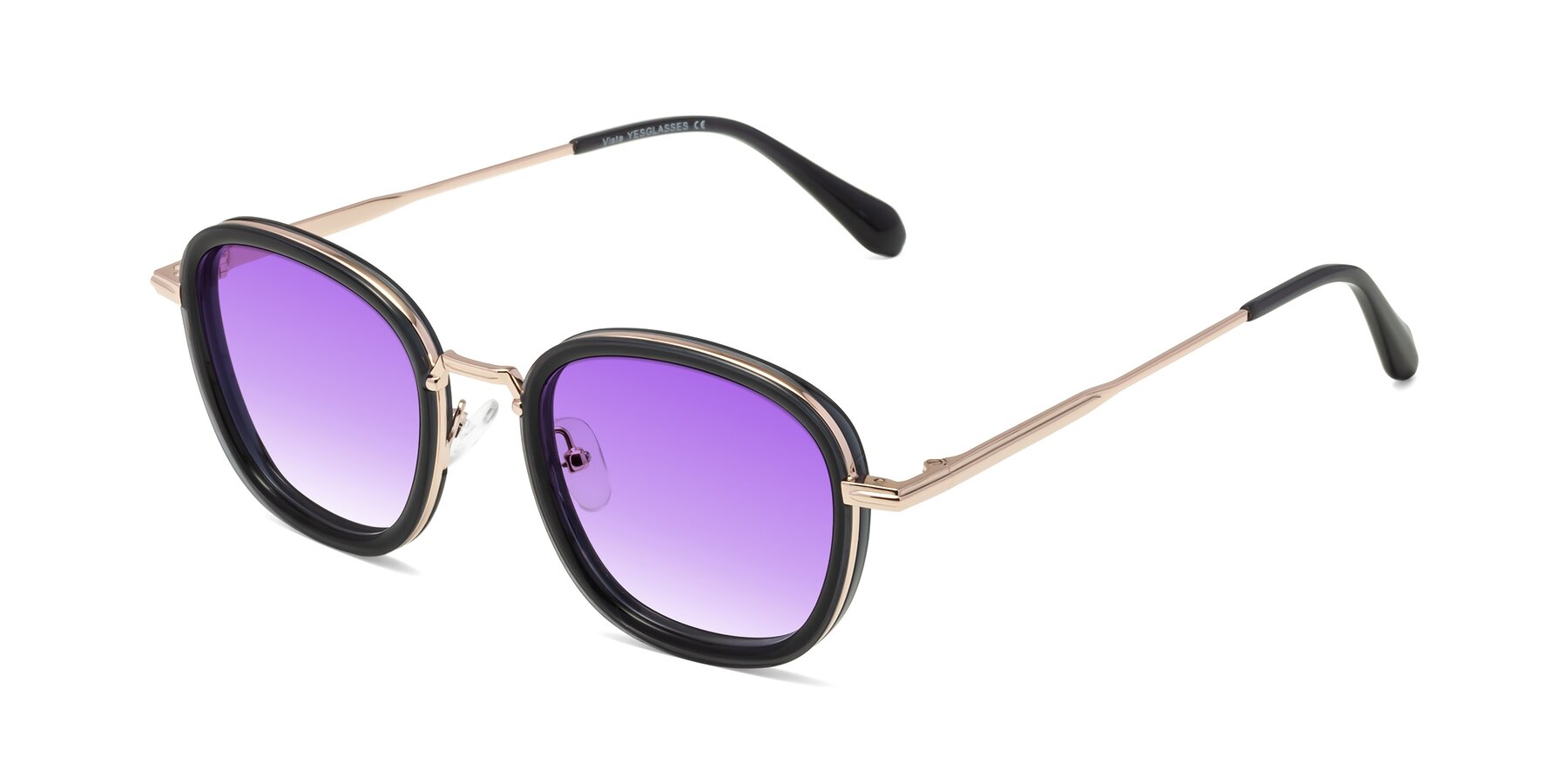Angle of Vista in Deep Gray-Light Gold with Purple Gradient Lenses