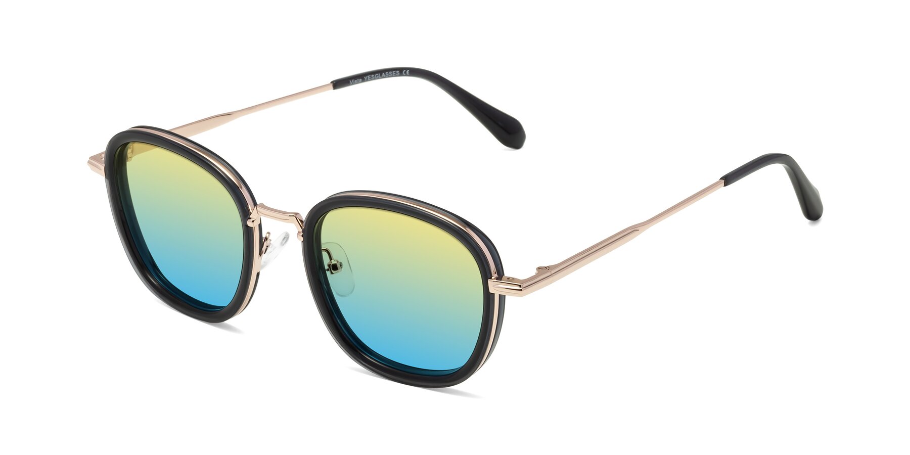 Angle of Vista in Deep Gray-Light Gold with Yellow / Blue Gradient Lenses