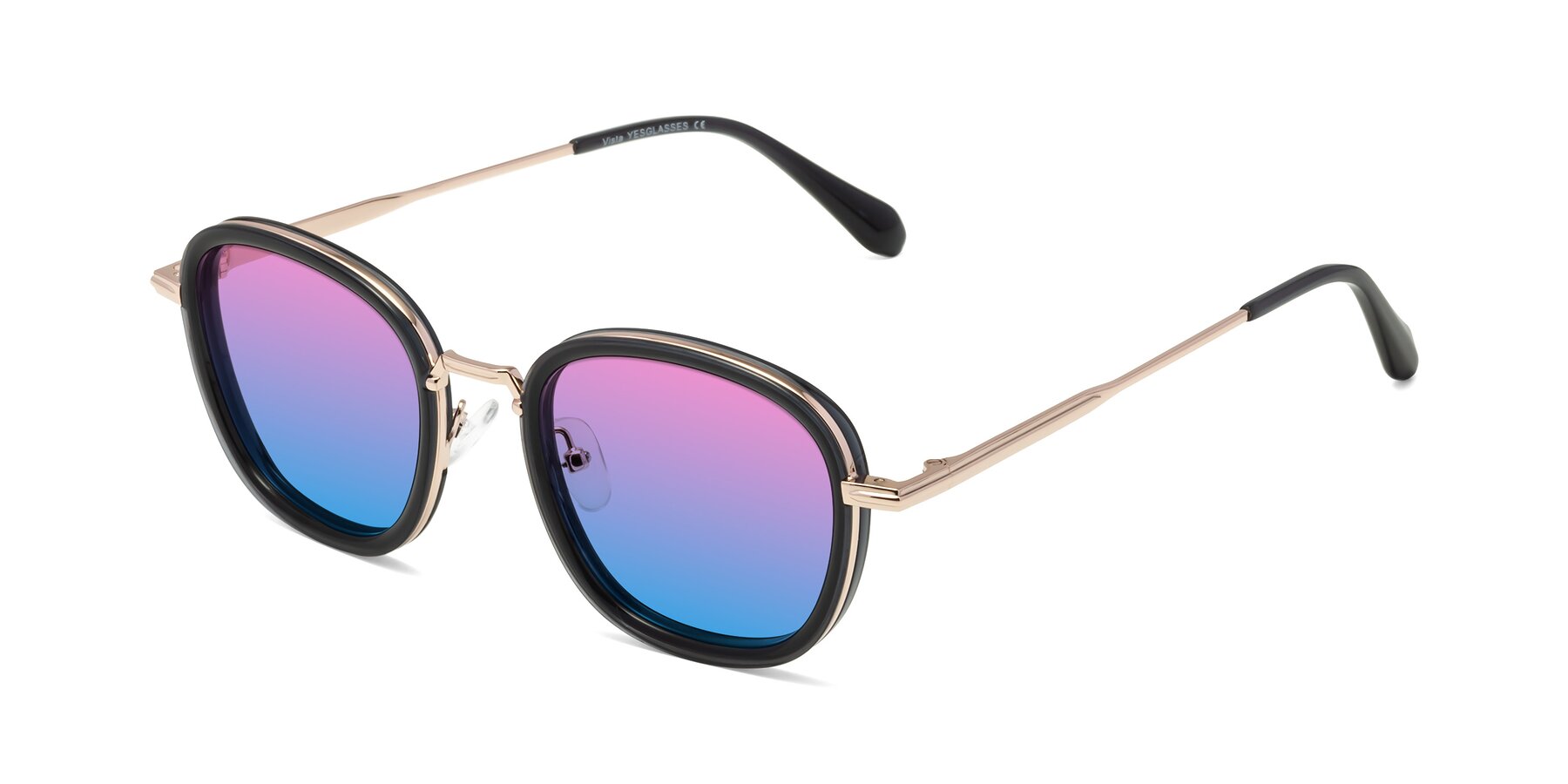 Angle of Vista in Deep Gray-Light Gold with Pink / Blue Gradient Lenses