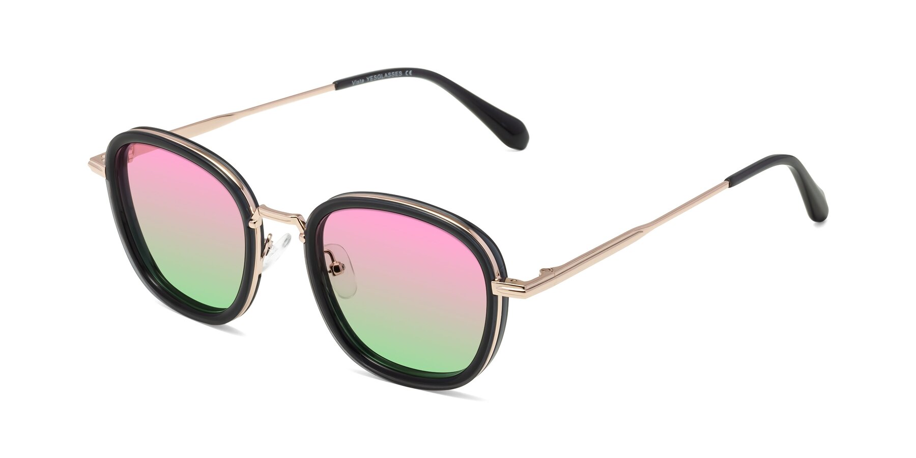 Angle of Vista in Deep Gray-Light Gold with Pink / Green Gradient Lenses