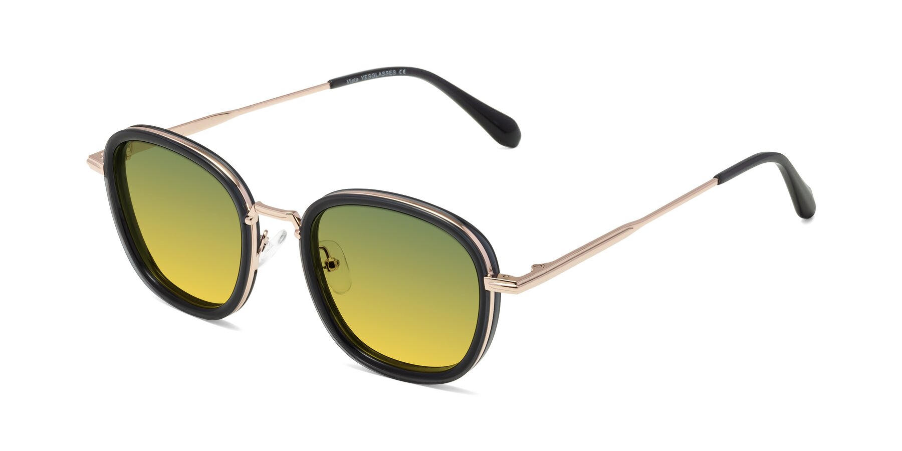 Angle of Vista in Deep Gray-Light Gold with Green / Yellow Gradient Lenses