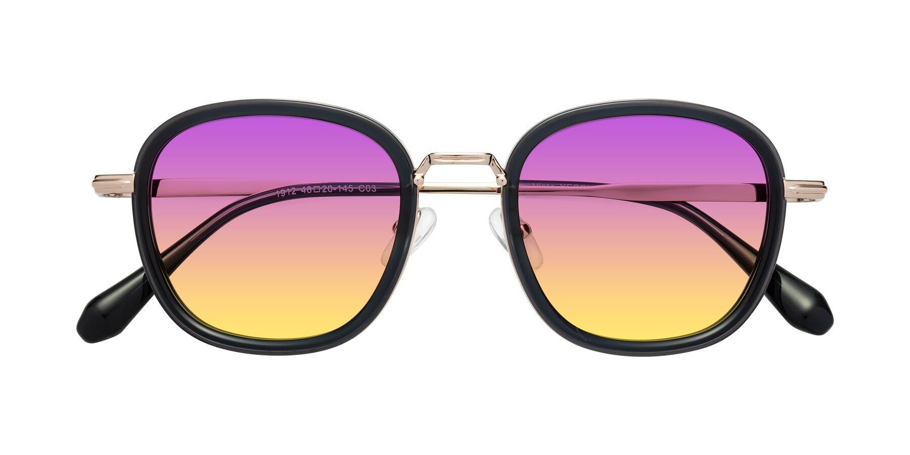 Folded Front of Vista in Deep Gray-Light Gold with Purple / Yellow Gradient Lenses