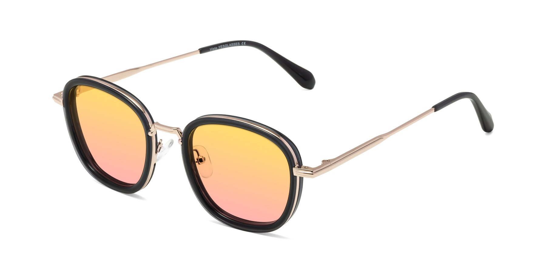 Angle of Vista in Deep Gray-Light Gold with Yellow / Pink Gradient Lenses