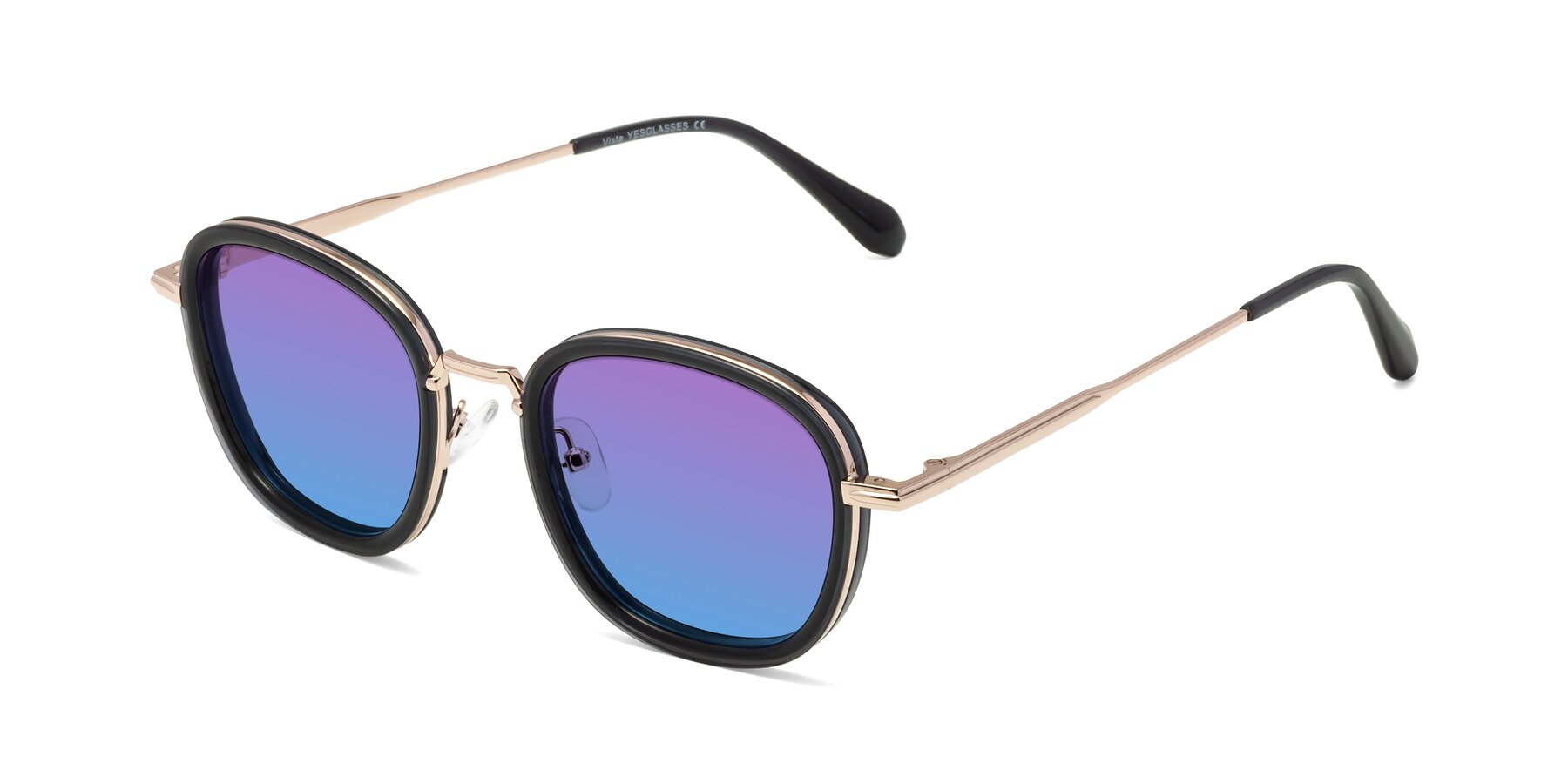 Angle of Vista in Deep Gray-Light Gold with Purple / Blue Gradient Lenses