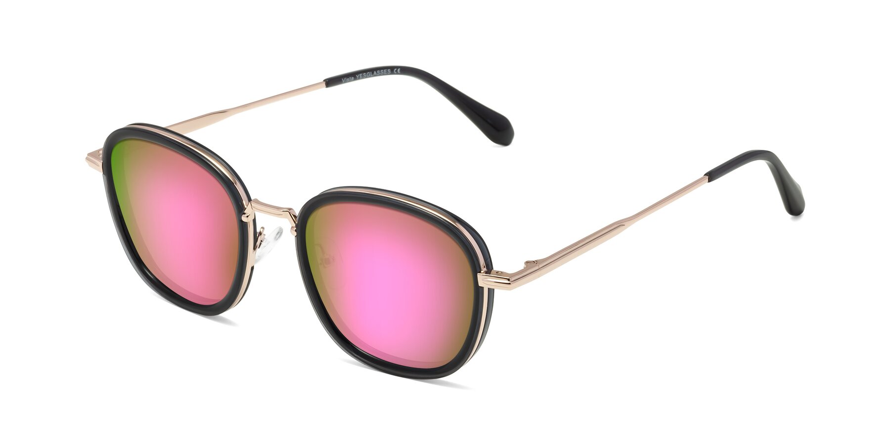 Angle of Vista in Deep Gray-Light Gold with Pink Mirrored Lenses