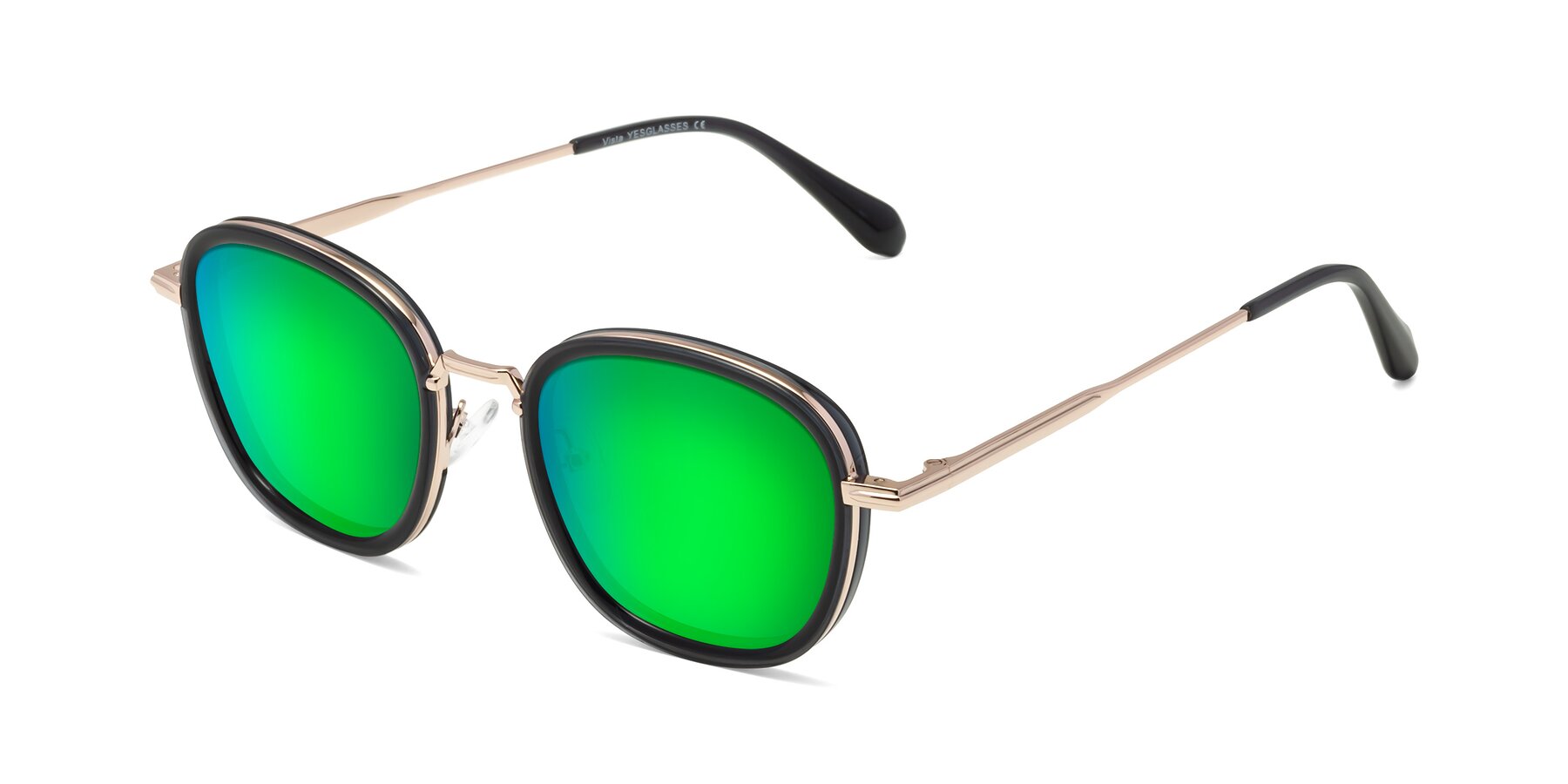 Angle of Vista in Deep Gray-Light Gold with Green Mirrored Lenses