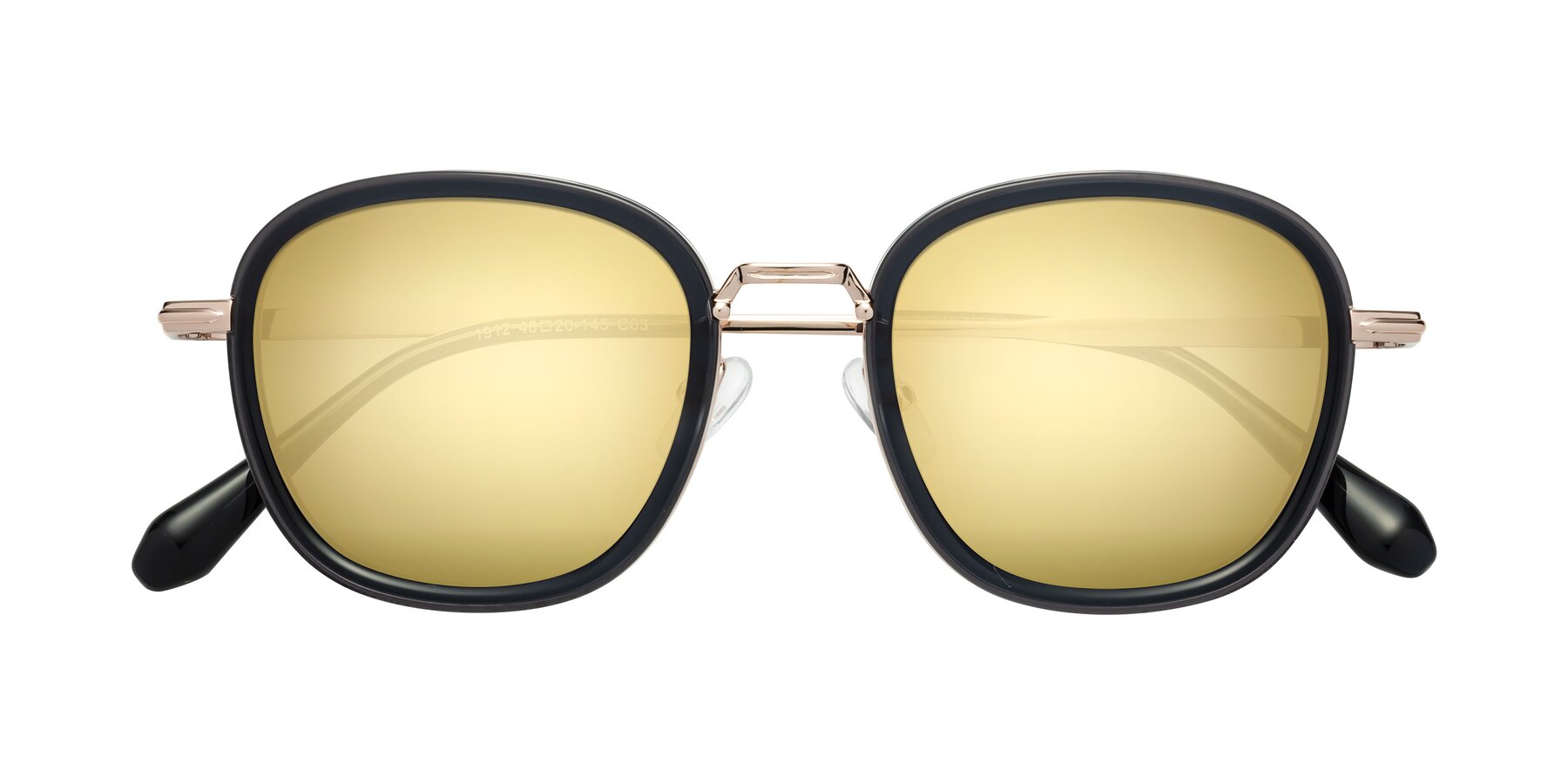 Folded Front of Vista in Deep Gray-Light Gold with Gold Mirrored Lenses