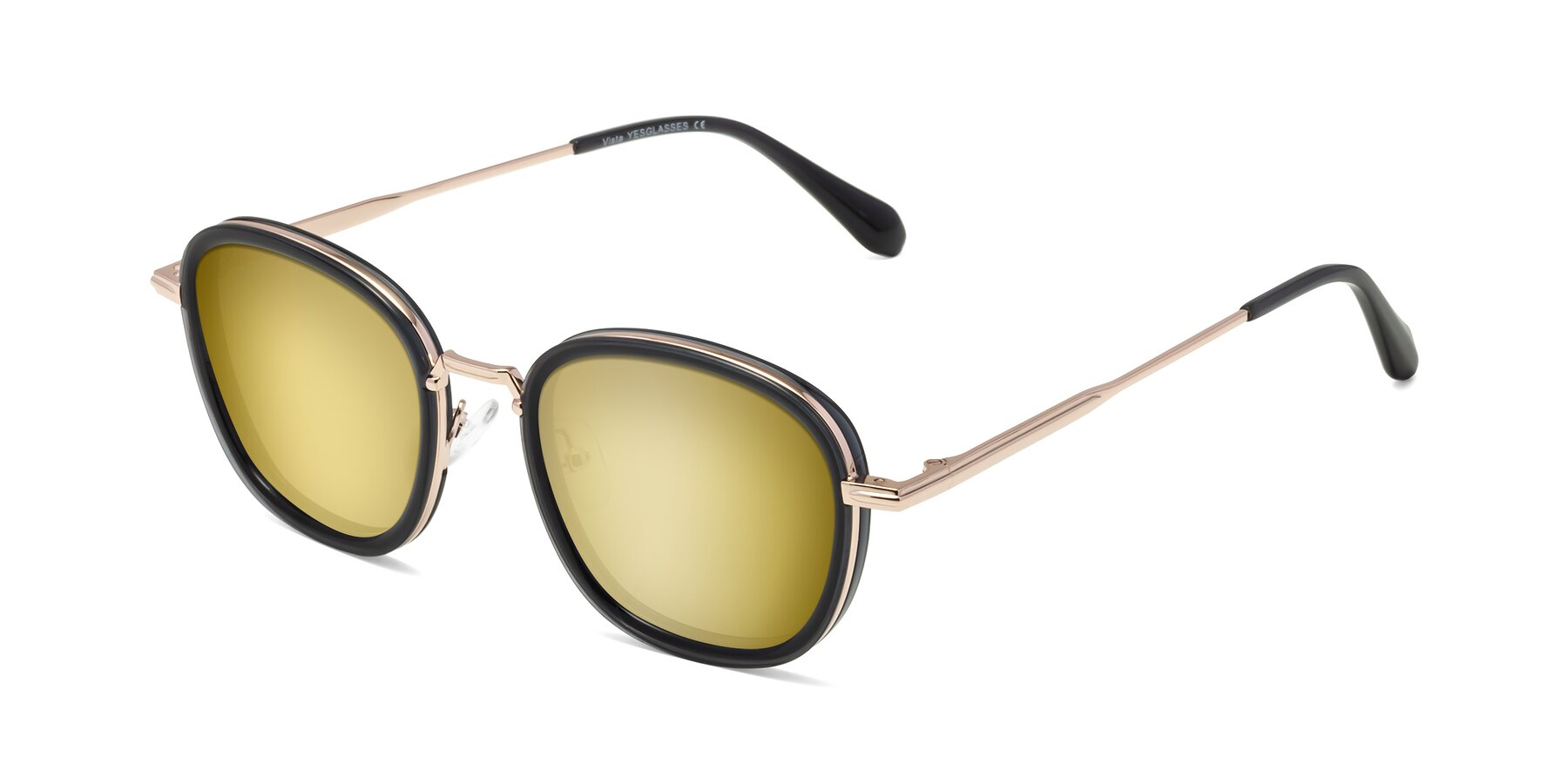 Angle of Vista in Deep Gray-Light Gold with Gold Mirrored Lenses
