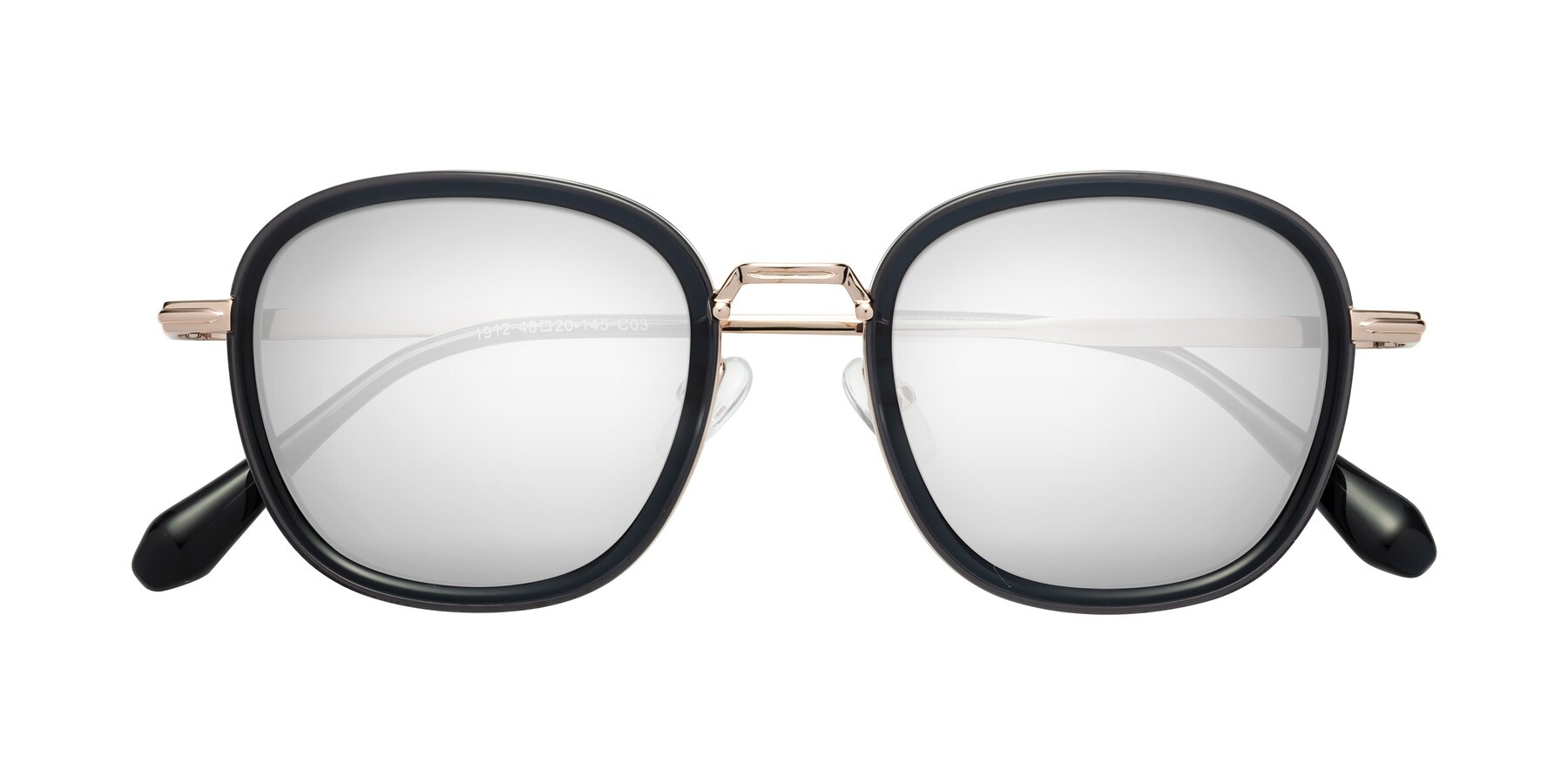Folded Front of Vista in Deep Gray-Light Gold with Silver Mirrored Lenses
