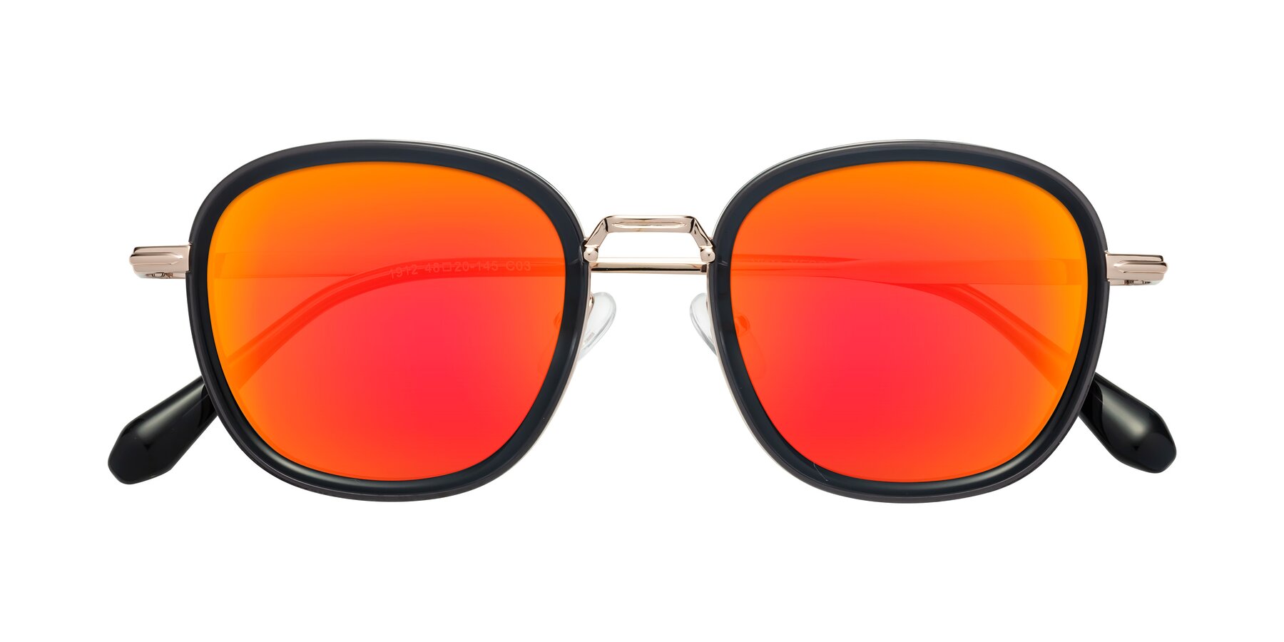 Folded Front of Vista in Deep Gray-Light Gold with Red Gold Mirrored Lenses