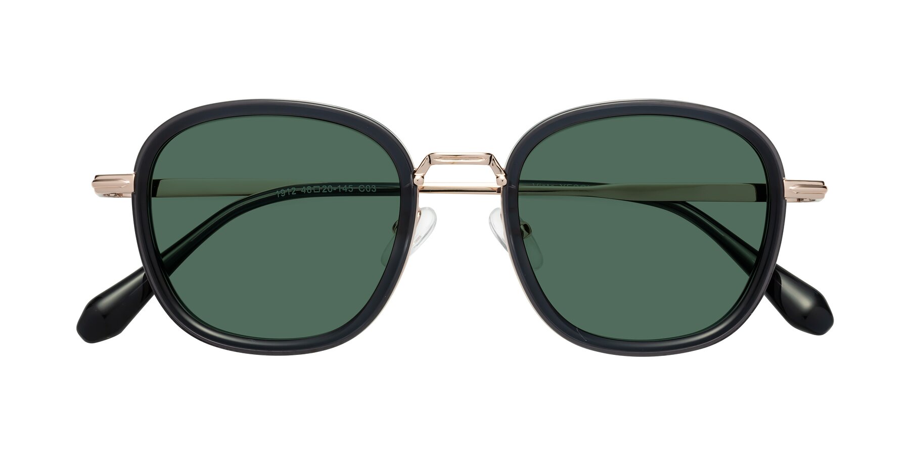 Folded Front of Vista in Deep Gray-Light Gold with Green Polarized Lenses