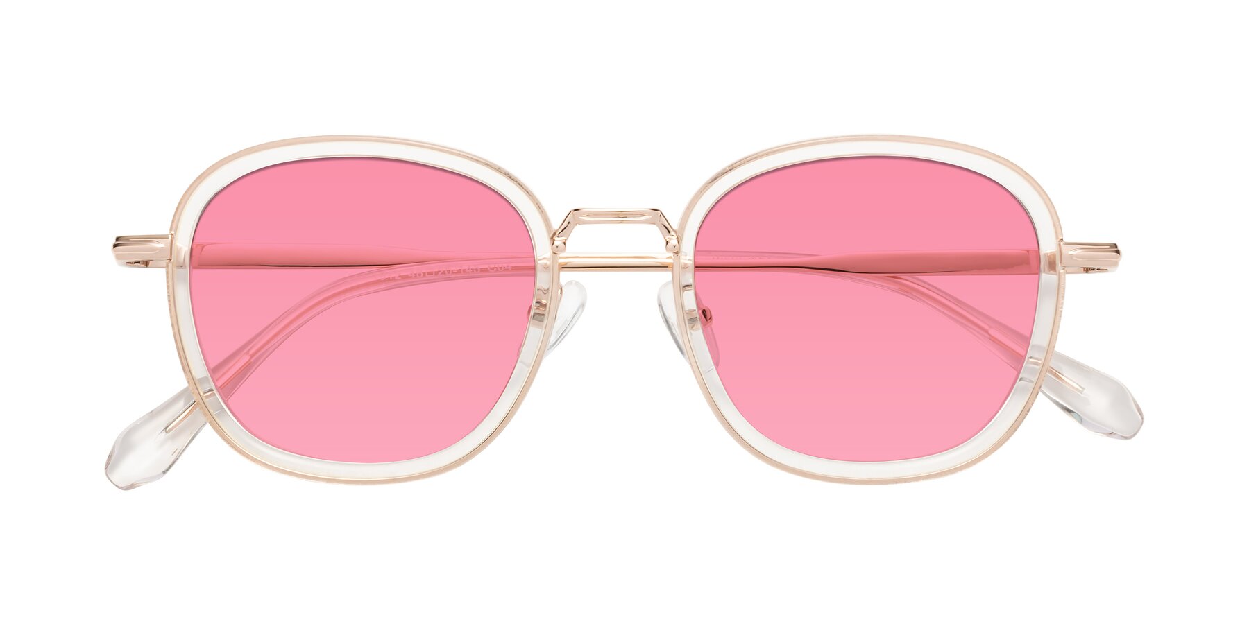 Folded Front of Vista in Clear-Light Gold with Pink Tinted Lenses