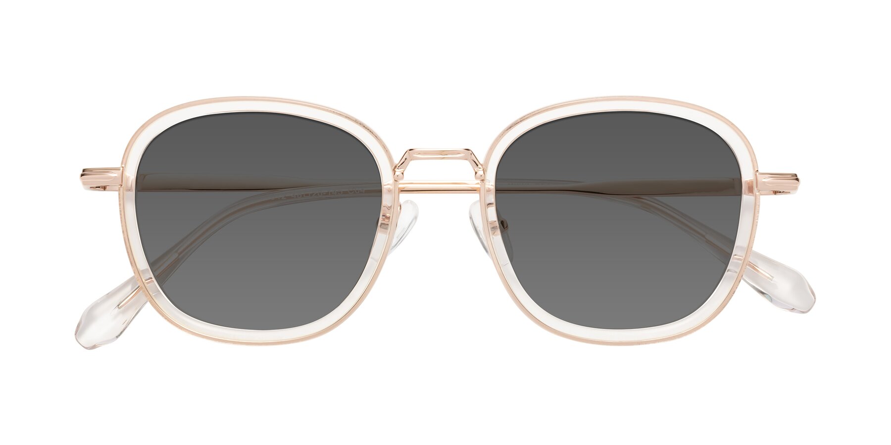 Folded Front of Vista in Clear-Light Gold with Medium Gray Tinted Lenses