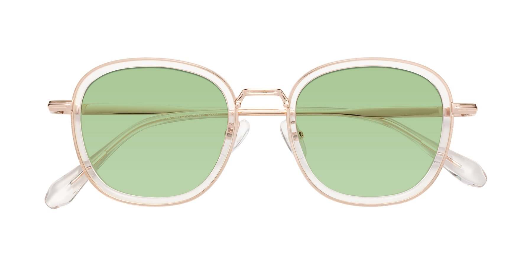 Folded Front of Vista in Clear-Light Gold with Medium Green Tinted Lenses