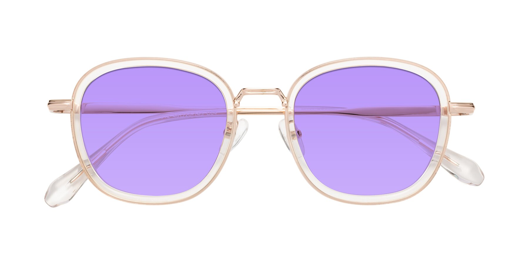 Folded Front of Vista in Clear-Light Gold with Medium Purple Tinted Lenses