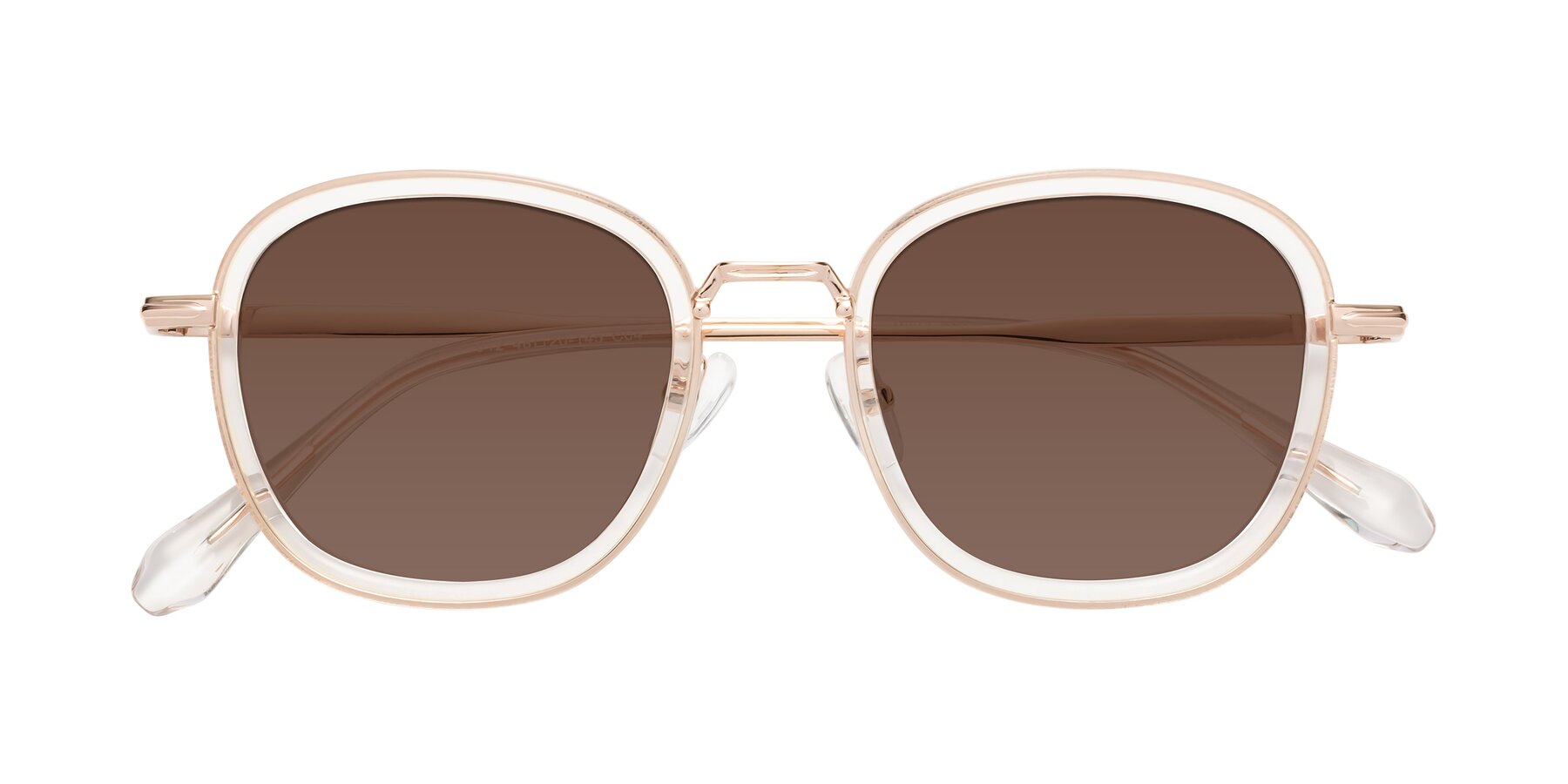 Square metal sunglasses in brown shaded lens