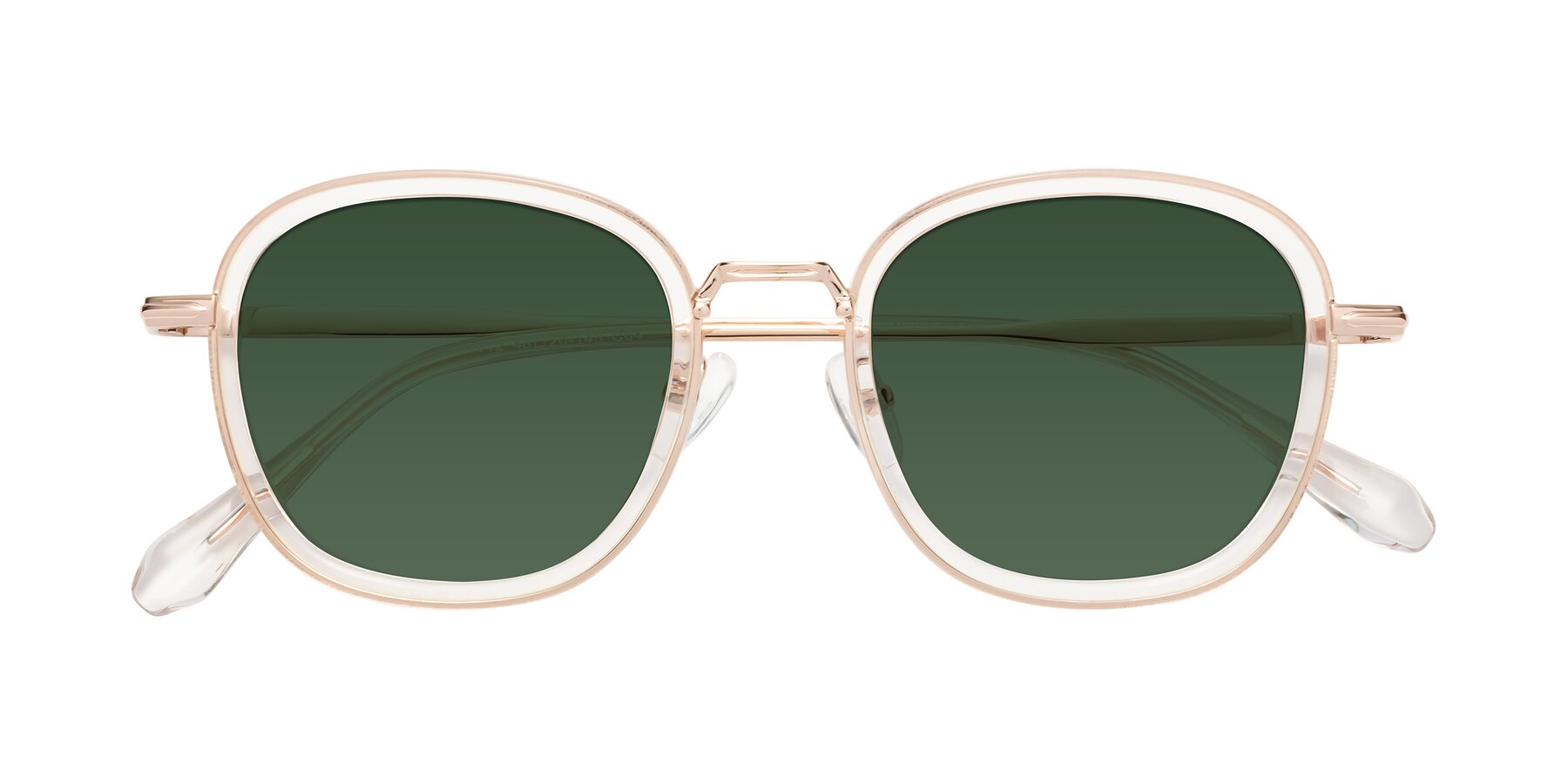 Folded Front of Vista in Clear-Light Gold with Green Tinted Lenses