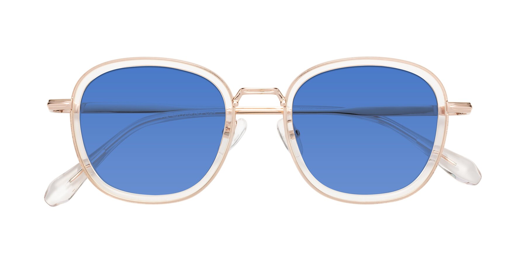 Folded Front of Vista in Clear-Light Gold with Blue Tinted Lenses