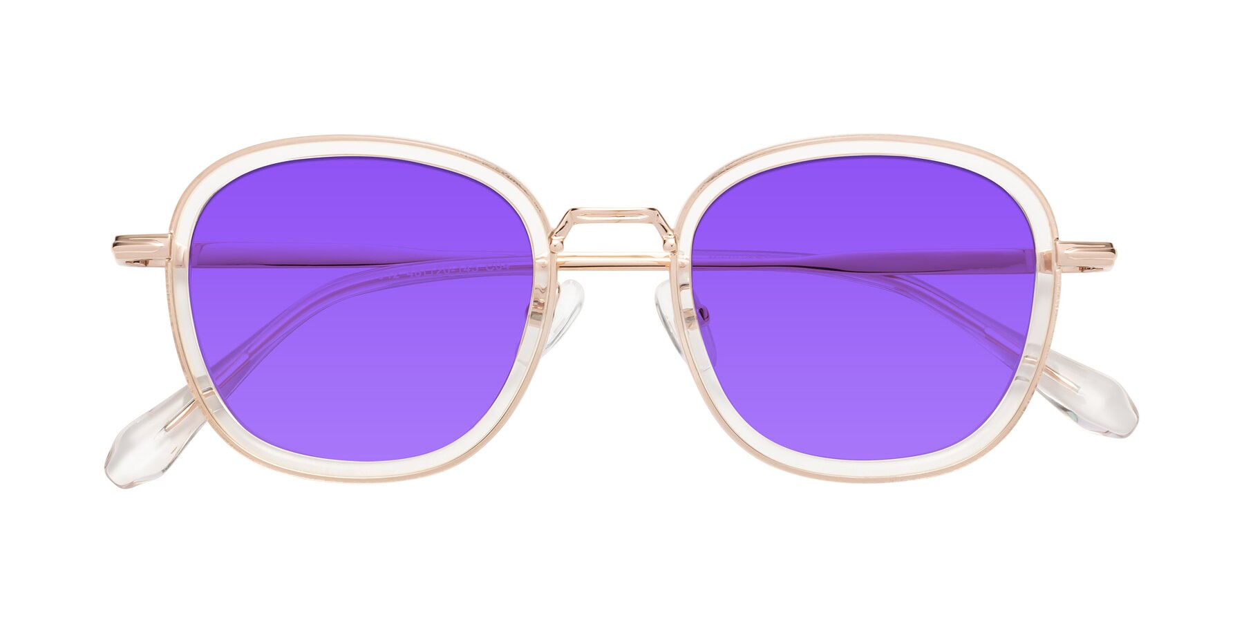 Folded Front of Vista in Clear-Light Gold with Purple Tinted Lenses