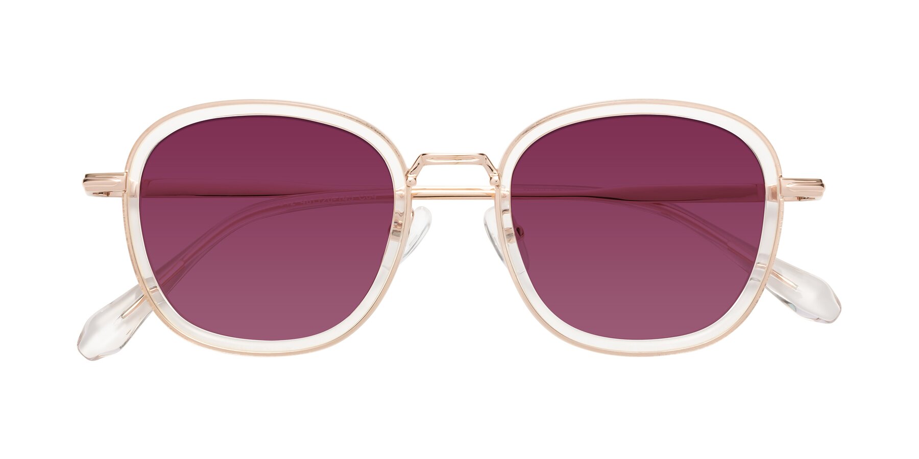 Folded Front of Vista in Clear-Light Gold with Wine Tinted Lenses