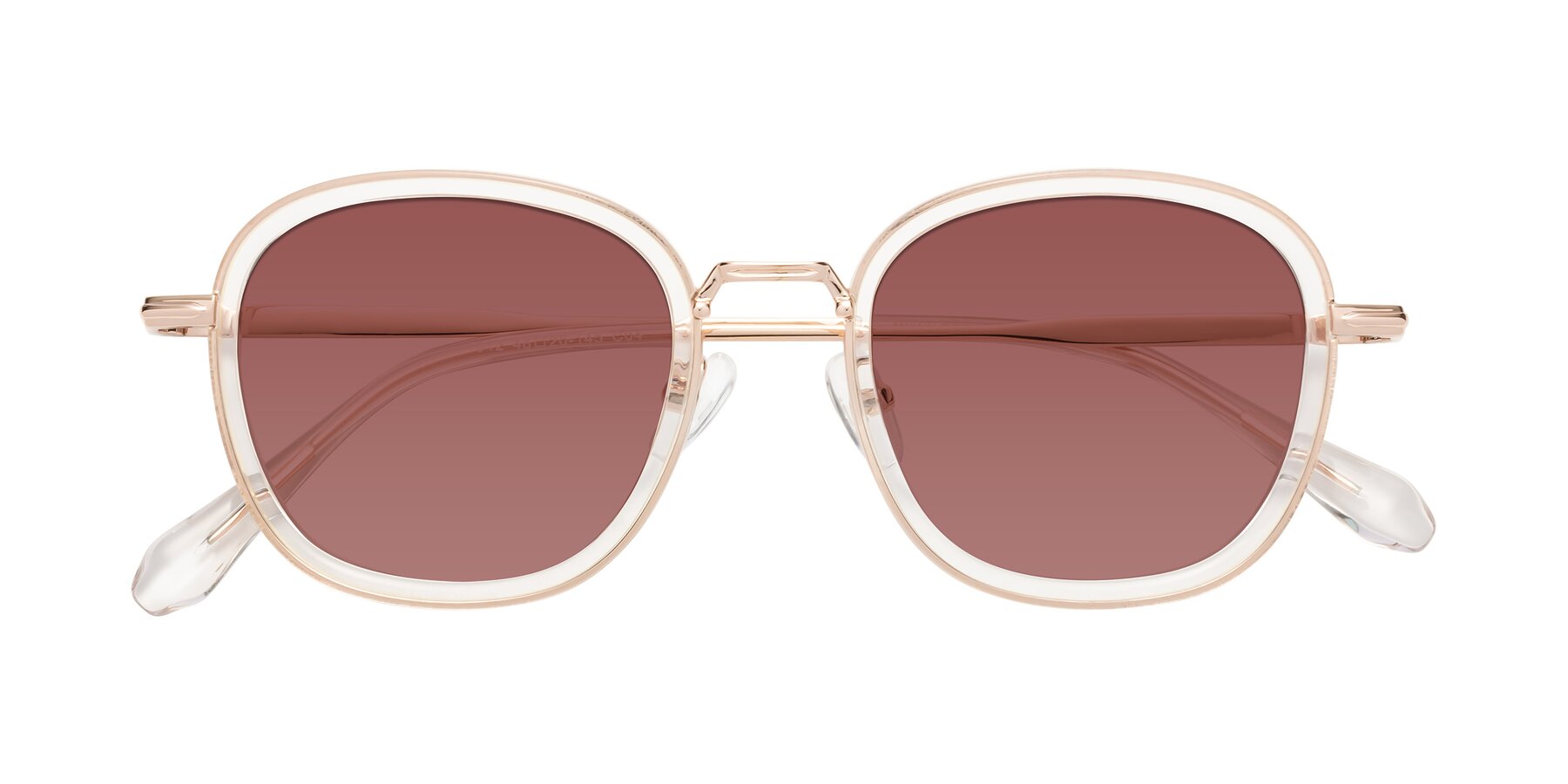 Folded Front of Vista in Clear-Light Gold with Garnet Tinted Lenses