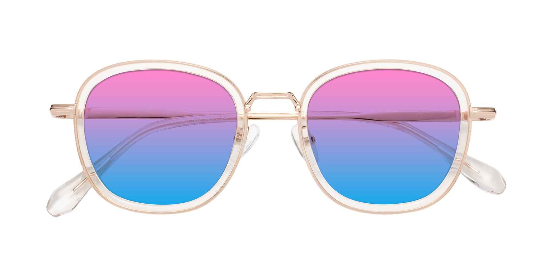 Folded Front of Vista in Clear-Light Gold with Pink / Blue Gradient Lenses