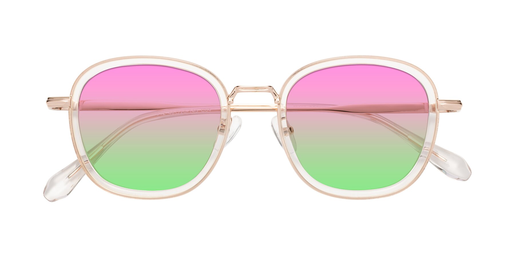 Folded Front of Vista in Clear-Light Gold with Pink / Green Gradient Lenses