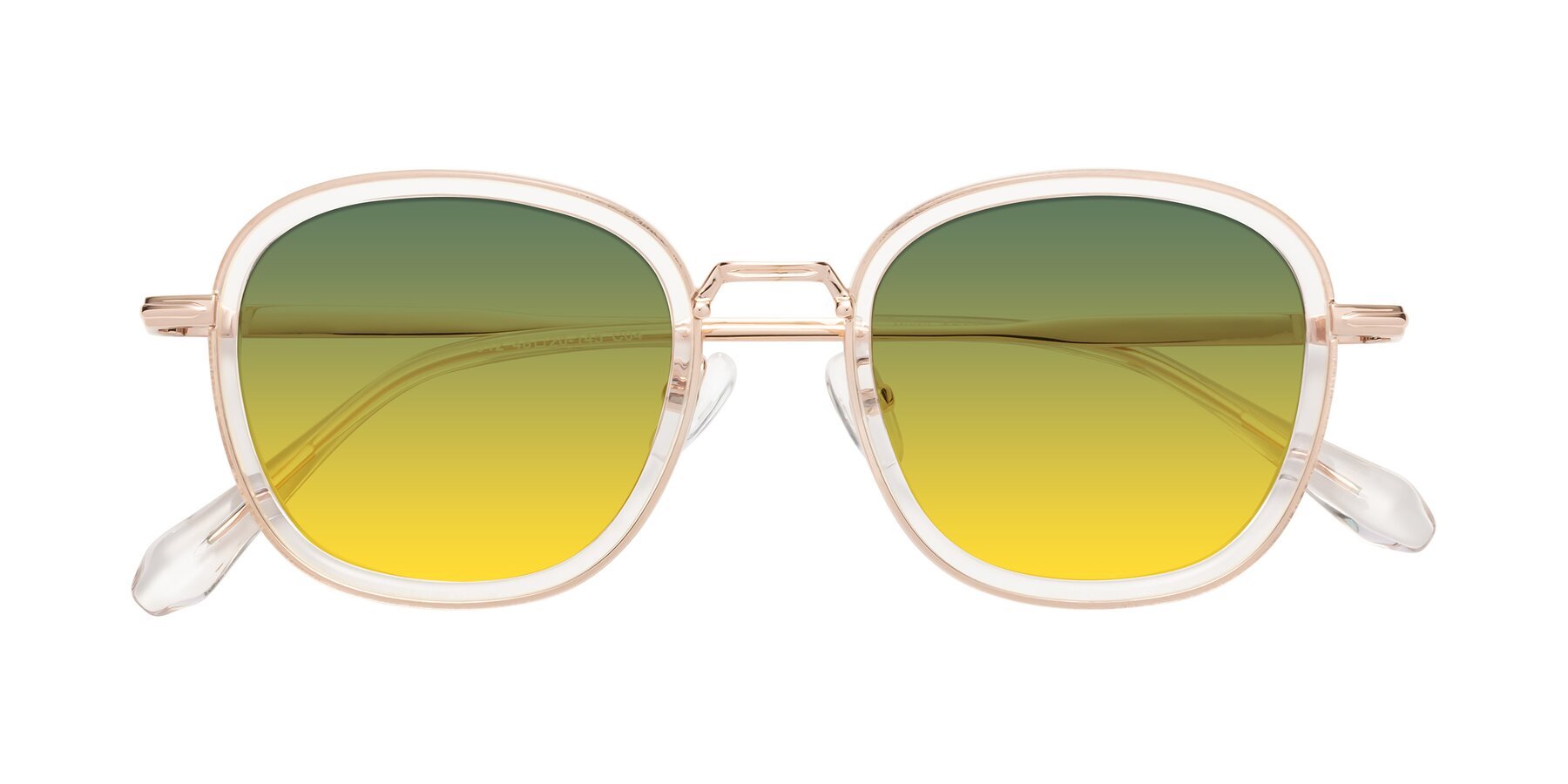 Folded Front of Vista in Clear-Light Gold with Green / Yellow Gradient Lenses