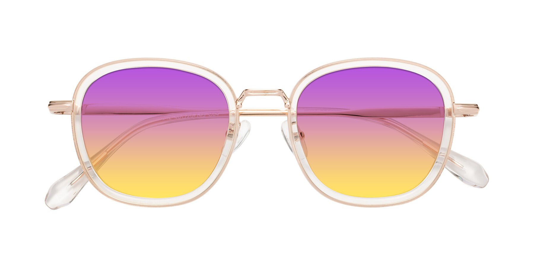 Folded Front of Vista in Clear-Light Gold with Purple / Yellow Gradient Lenses