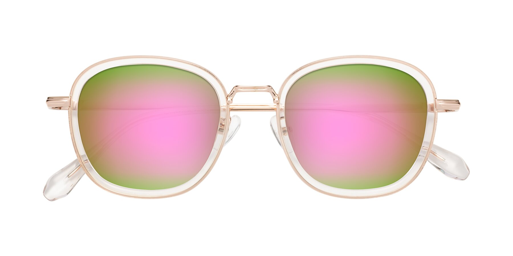 Folded Front of Vista in Clear-Light Gold with Pink Mirrored Lenses