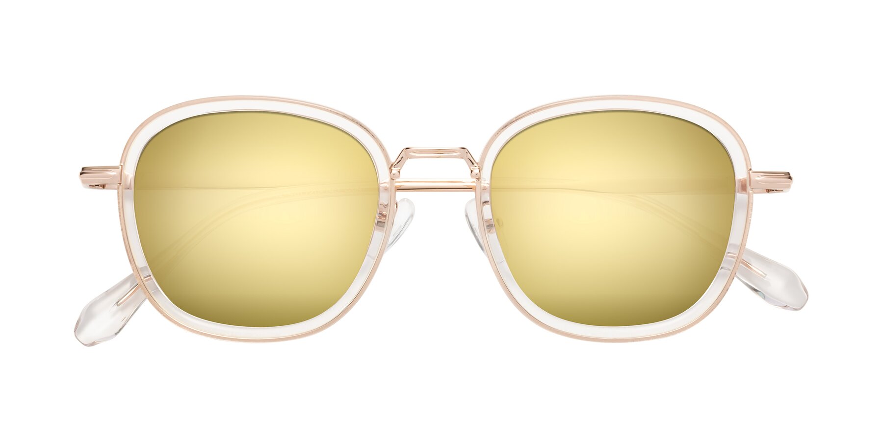 Folded Front of Vista in Clear-Light Gold with Gold Mirrored Lenses