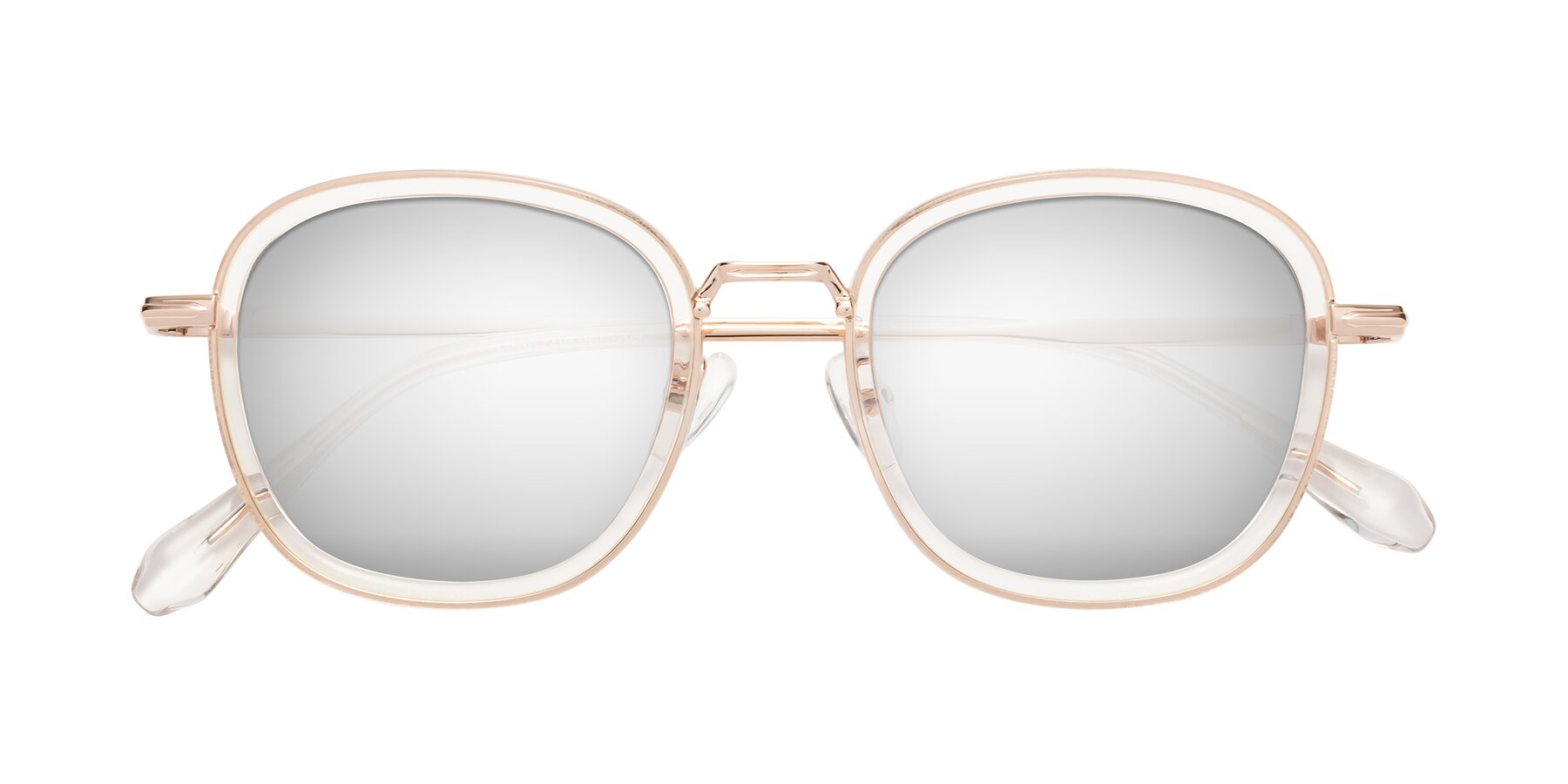 Folded Front of Vista in Clear-Light Gold with Silver Mirrored Lenses