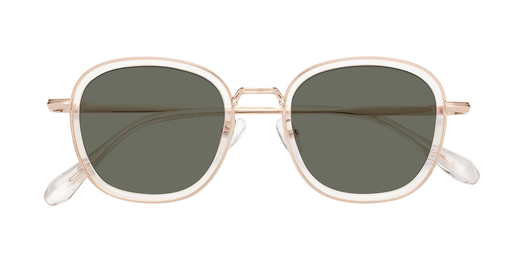 Folded Front of Vista in Clear-Light Gold with Gray Polarized Lenses