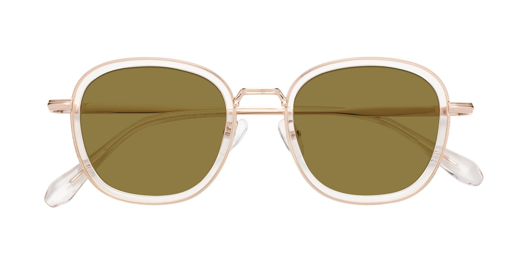Folded Front of Vista in Clear-Light Gold with Brown Polarized Lenses