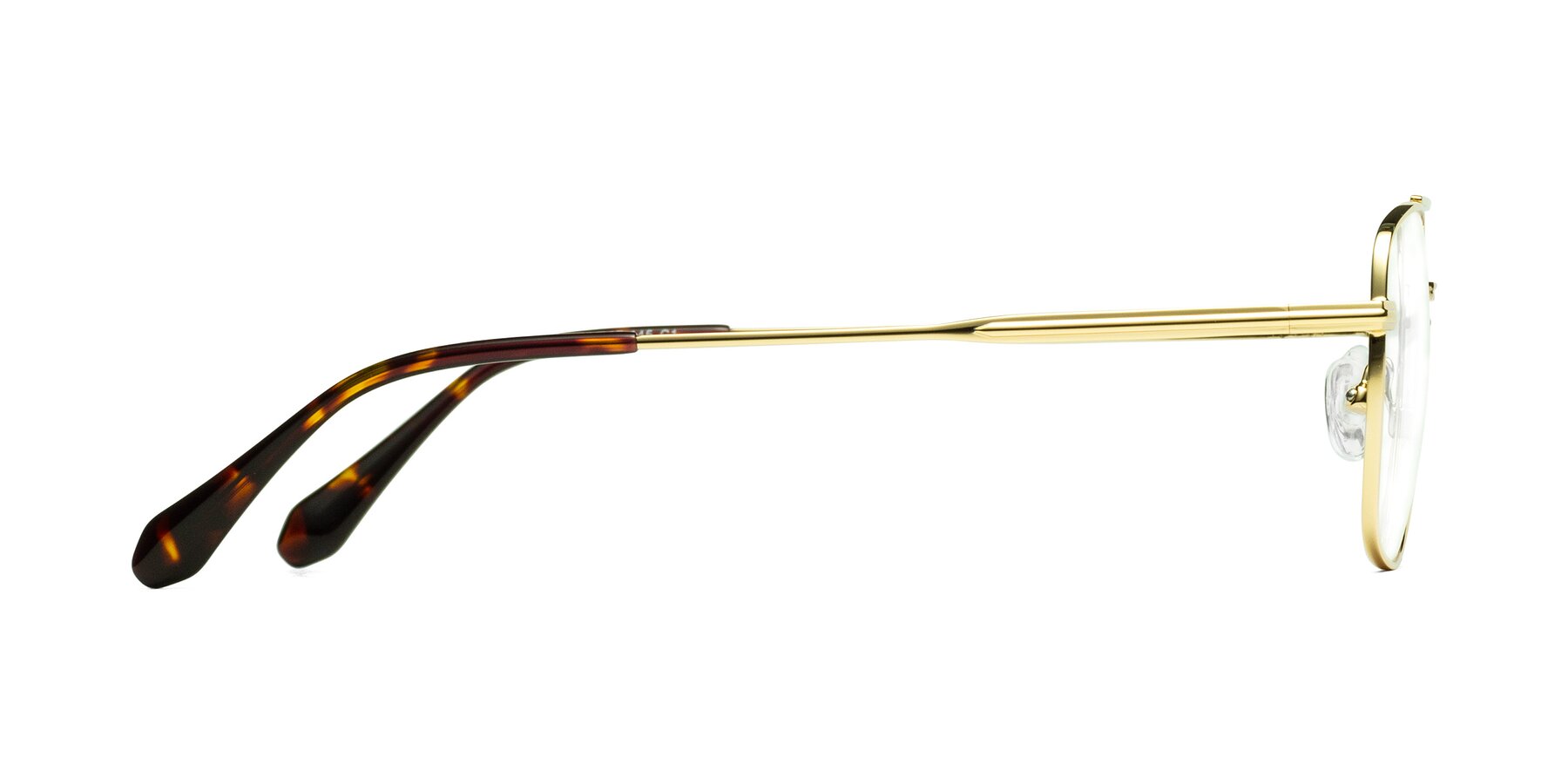 Side of Dash in Gold with Clear Eyeglass Lenses
